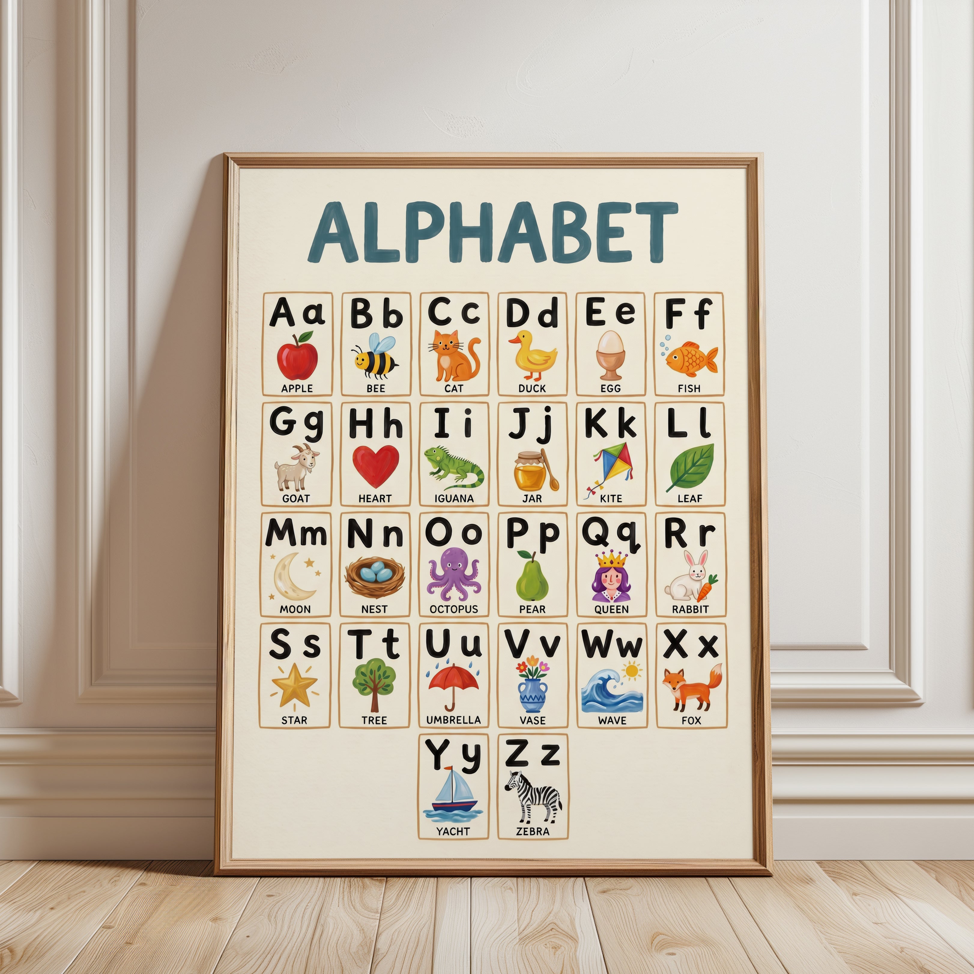 Alphabet Chart Print: Educational ABC Wall Art (Multiple Sizes) - framed detail