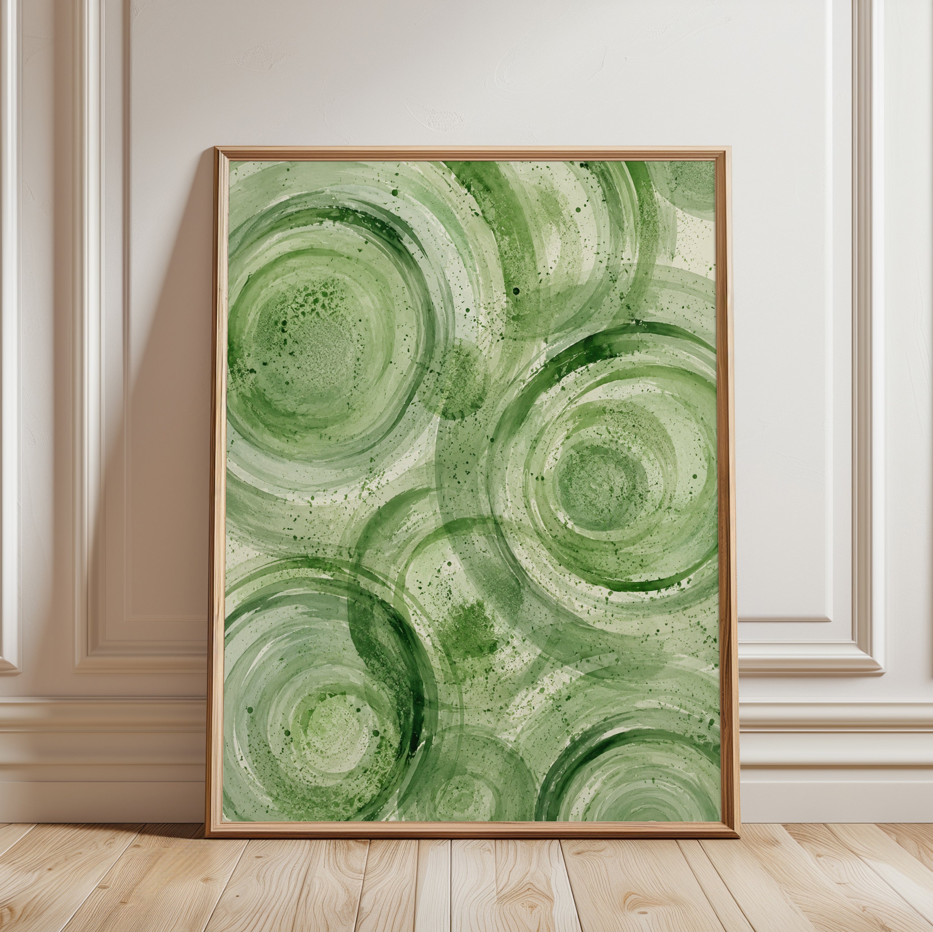 Green Abstract Wall Art – Organic Circle Print - framed detail