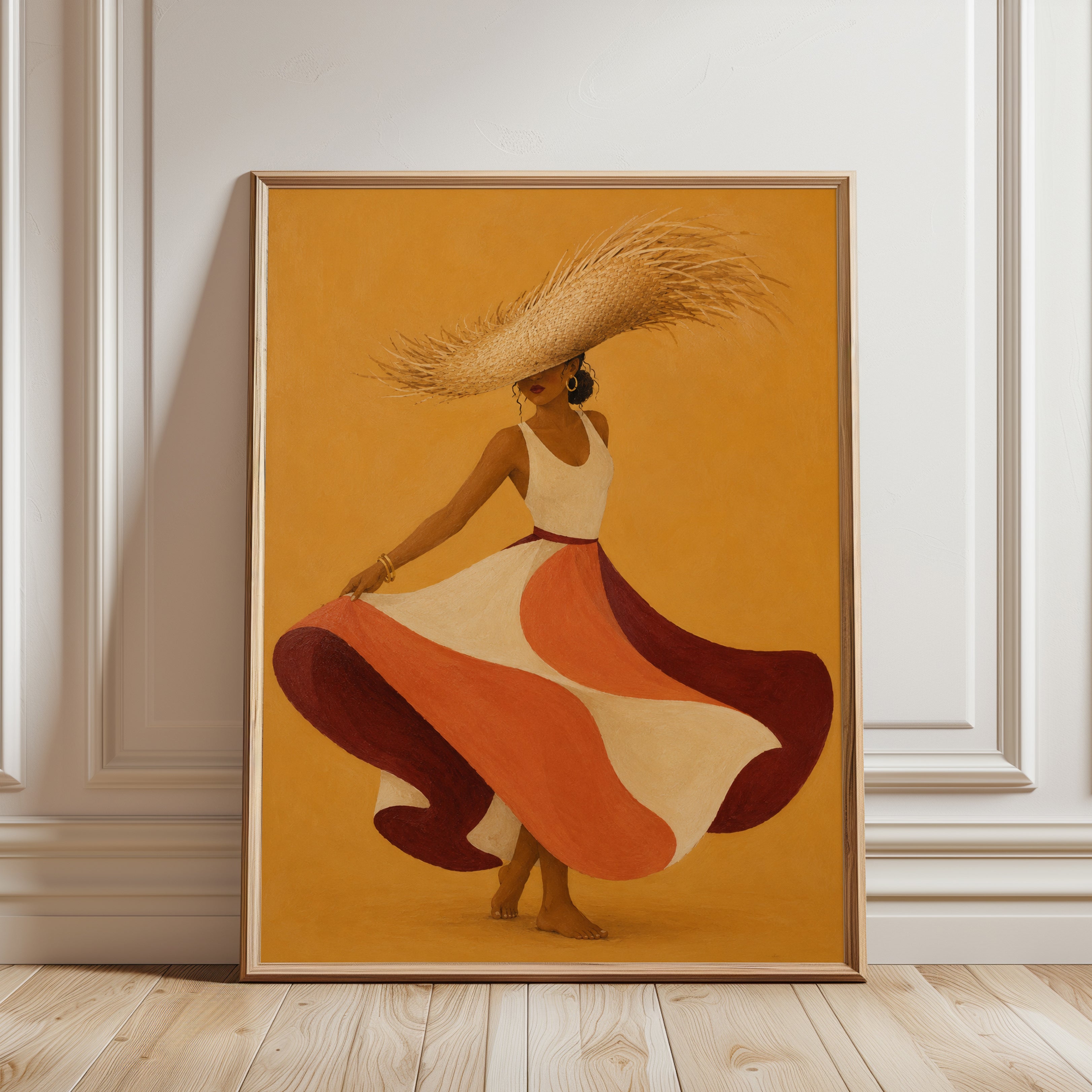 Retro Fashion Wall Art – Vintage Woman Print - framed detail