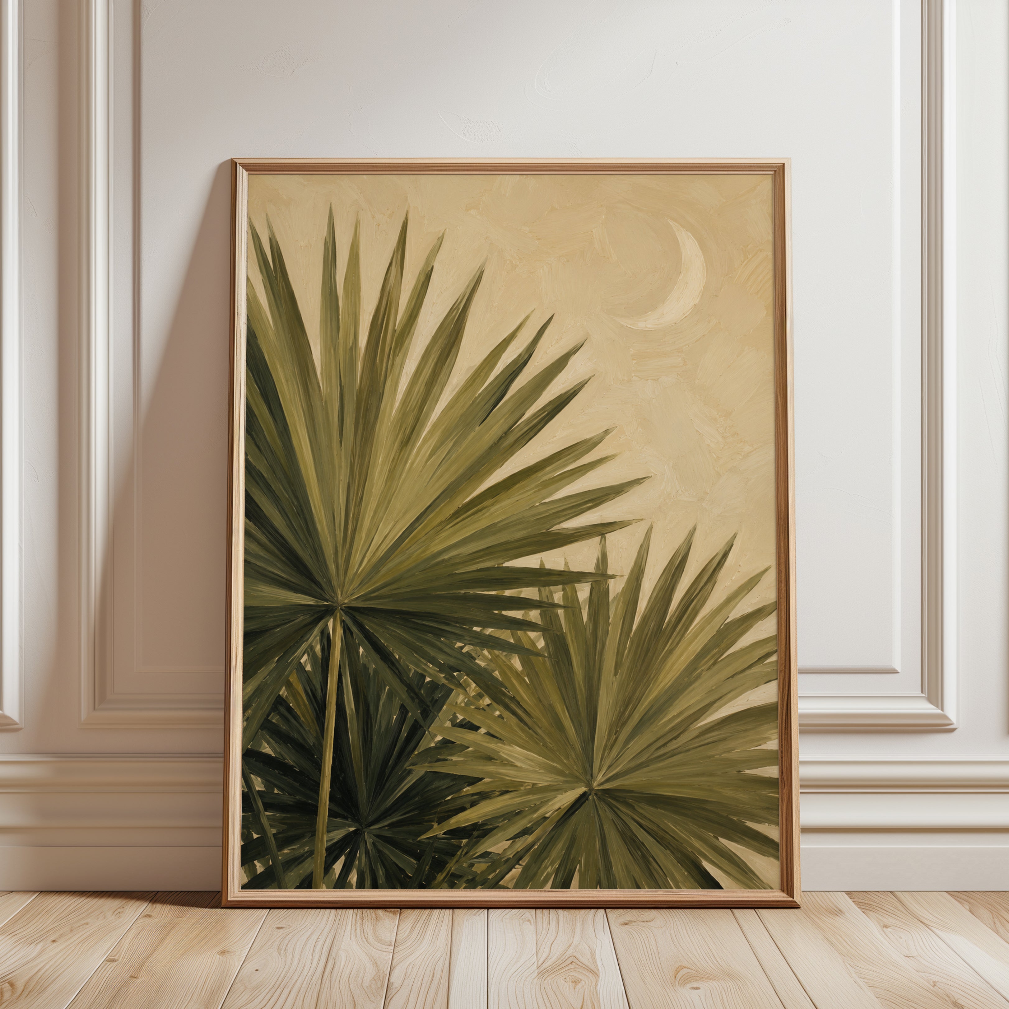 Palm Leaf Wall Art – Tropical Botanical Print - framed detail