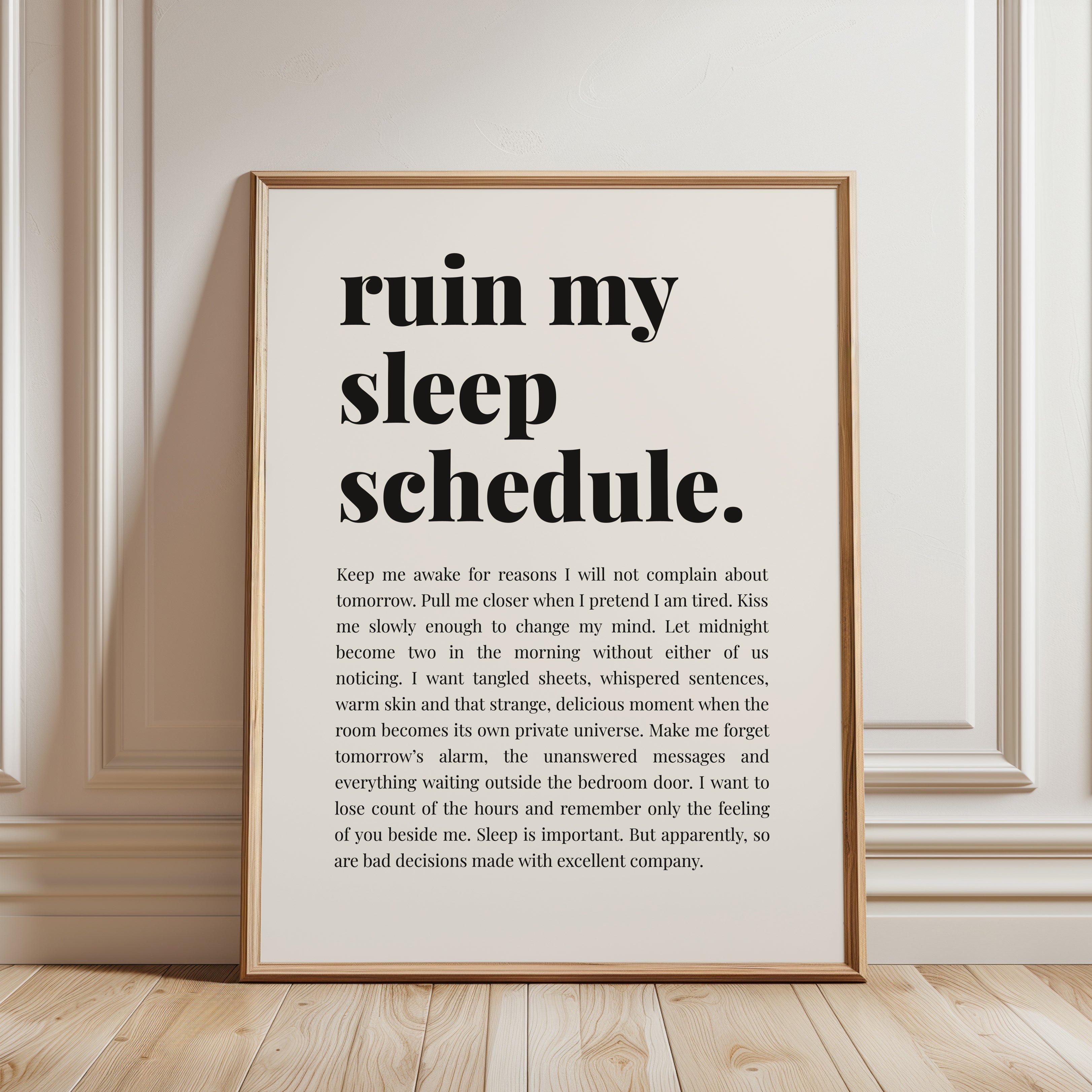 Bedroom Wall Art – Sleep Quote Print - framed detail