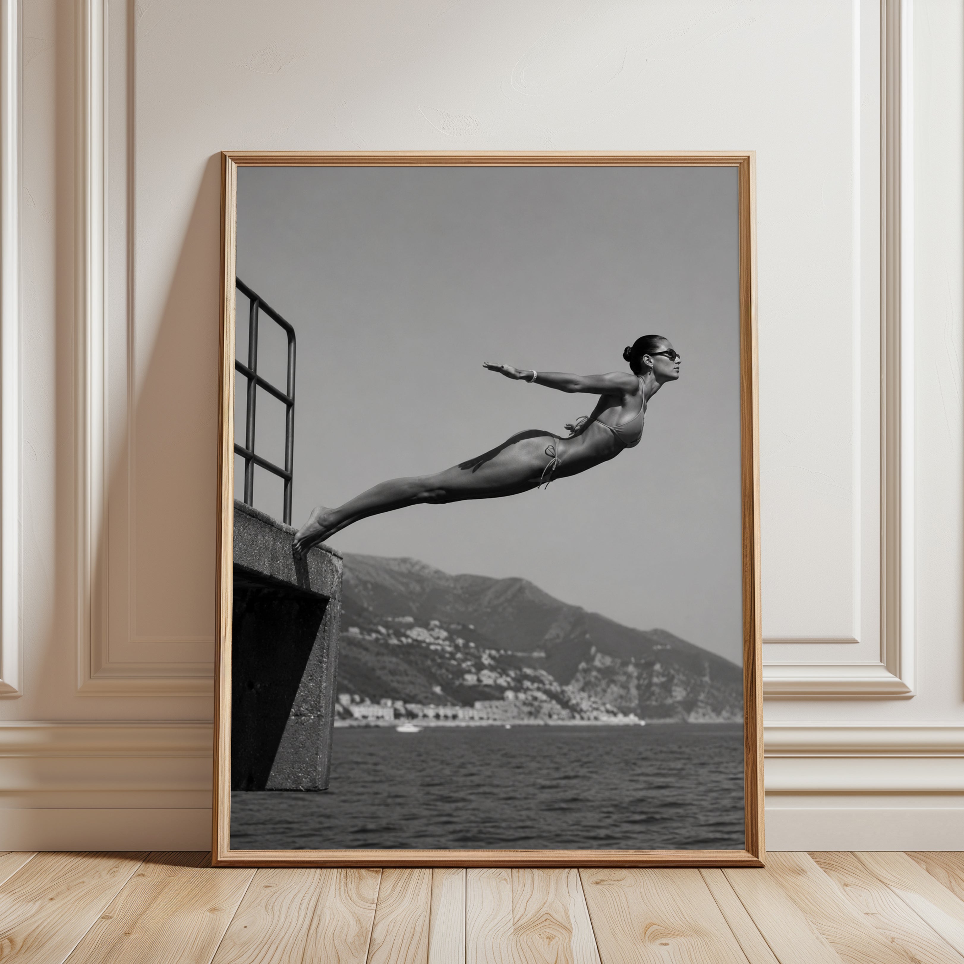 Vintage Swimming Print - framed detail
