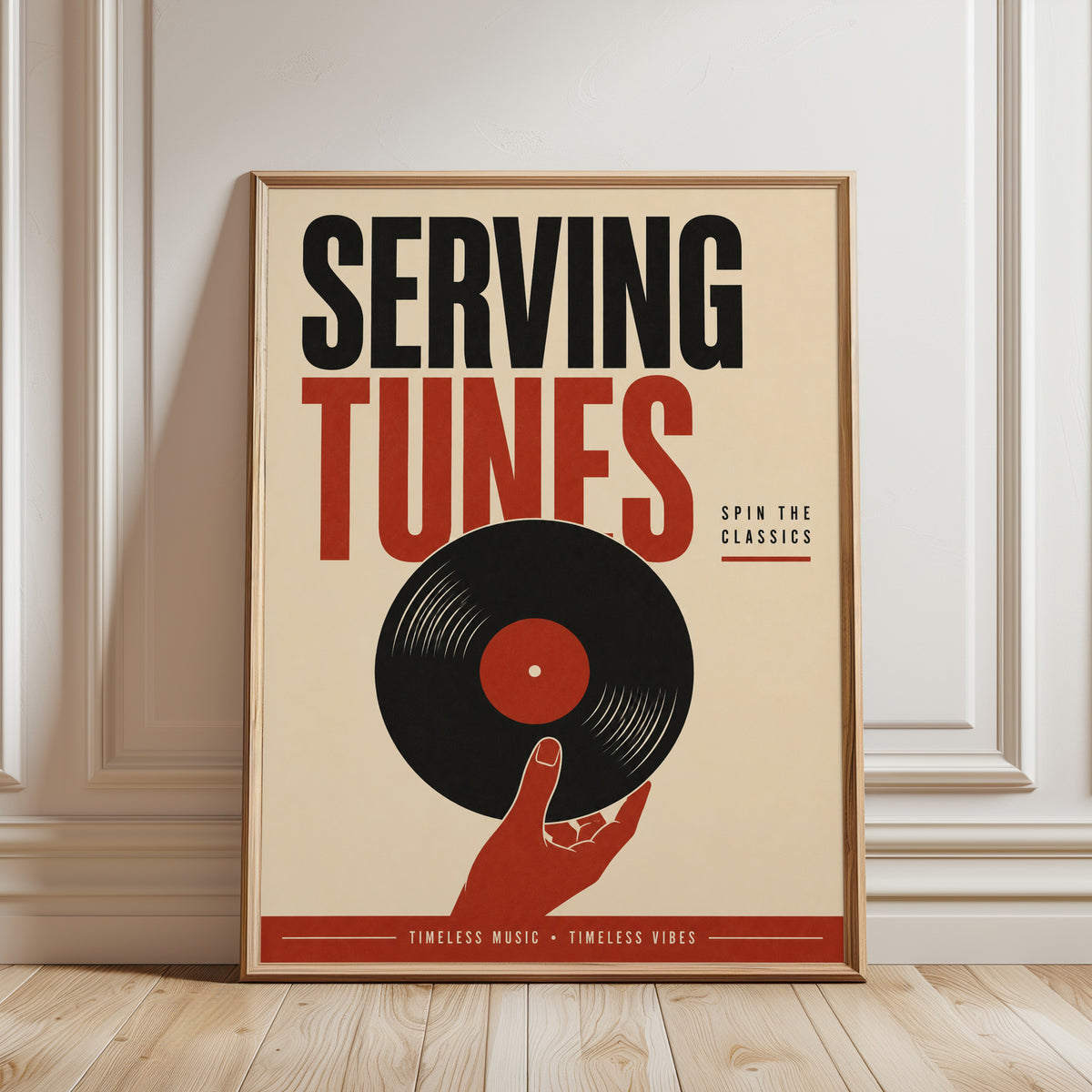 Vintage Vinyl Record Poster: Retro Music Typography Art Print - framed detail