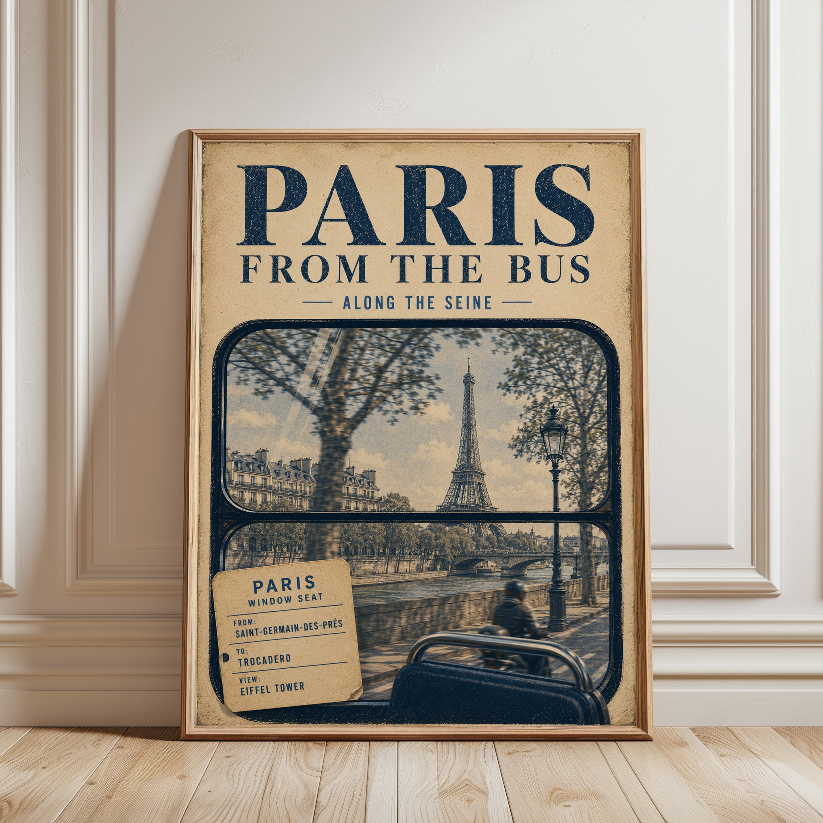 Paris Travel Poster – Vintage Paris Print - framed detail