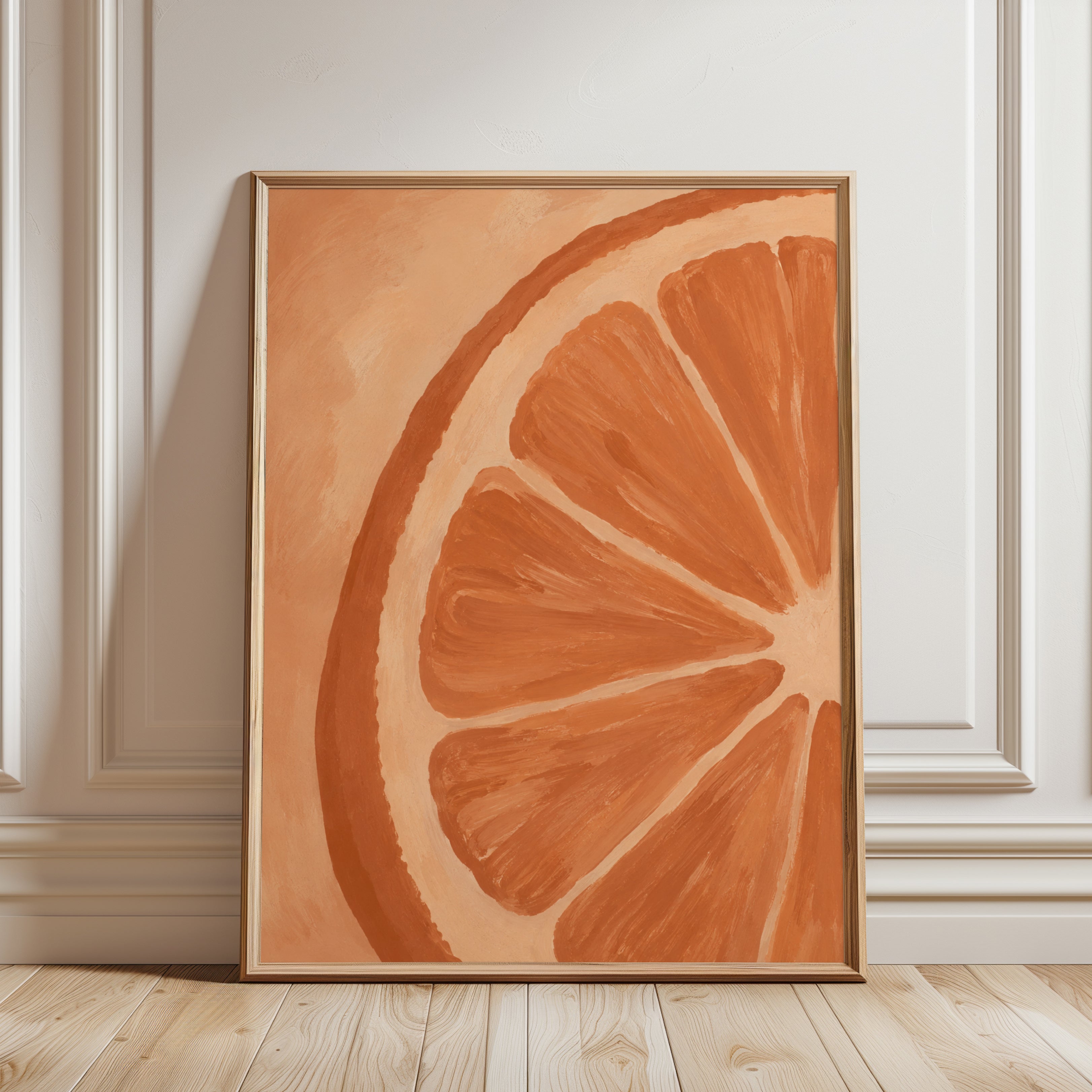 Orange Slice Wall Art – Citrus Print - framed detail