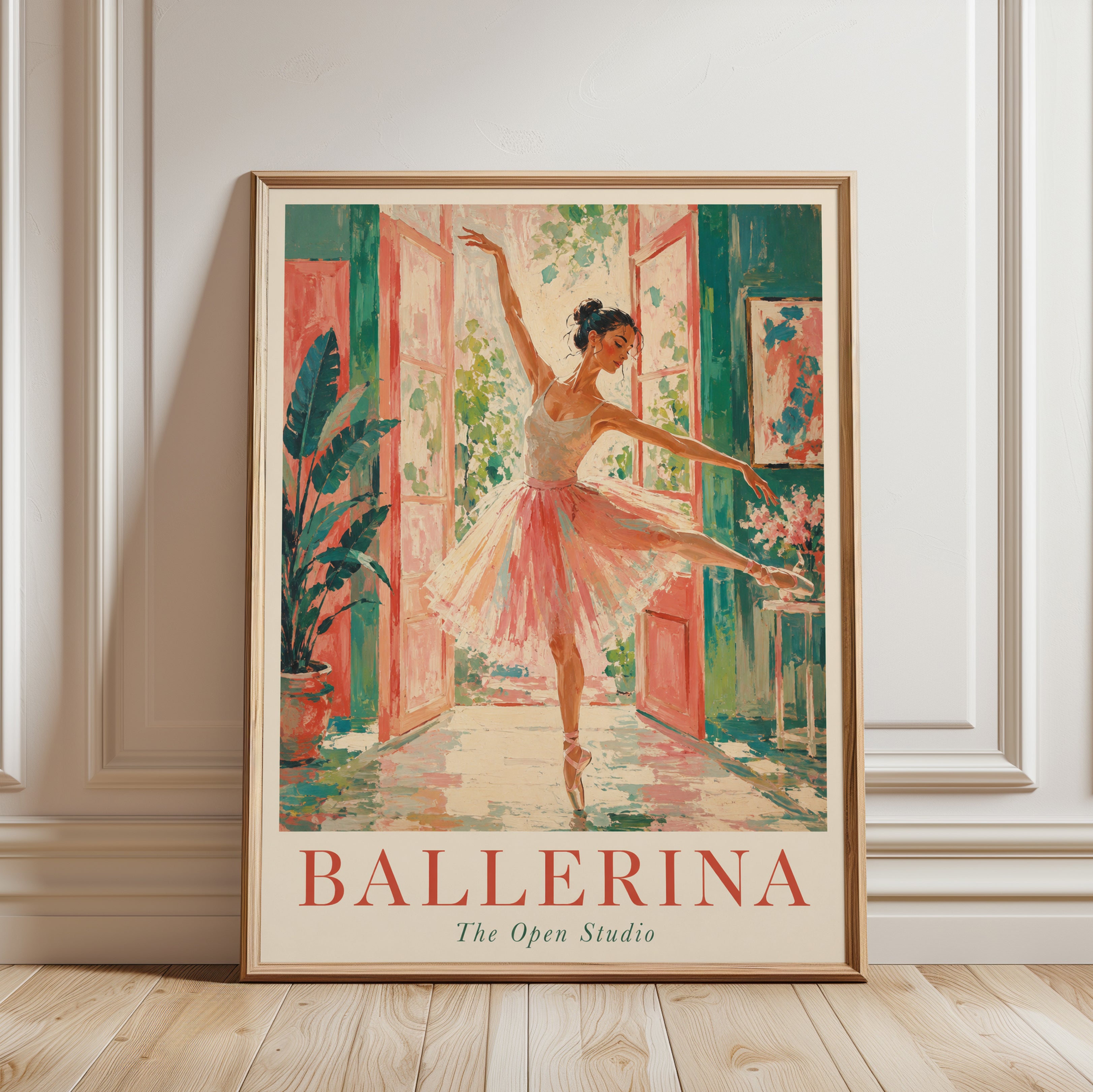 Ballerina Wall Art – Ballet Dancer Print - framed detail