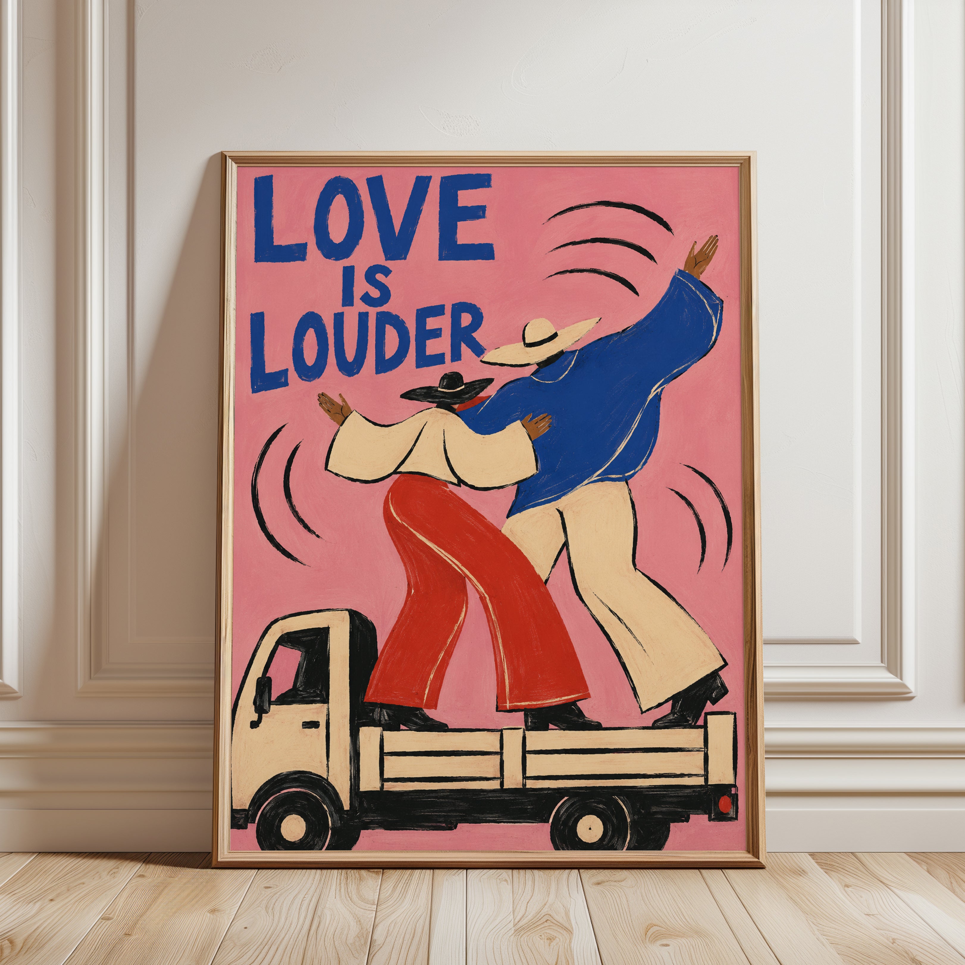 Love Is Louder Poster – Retro Dance Print - framed detail