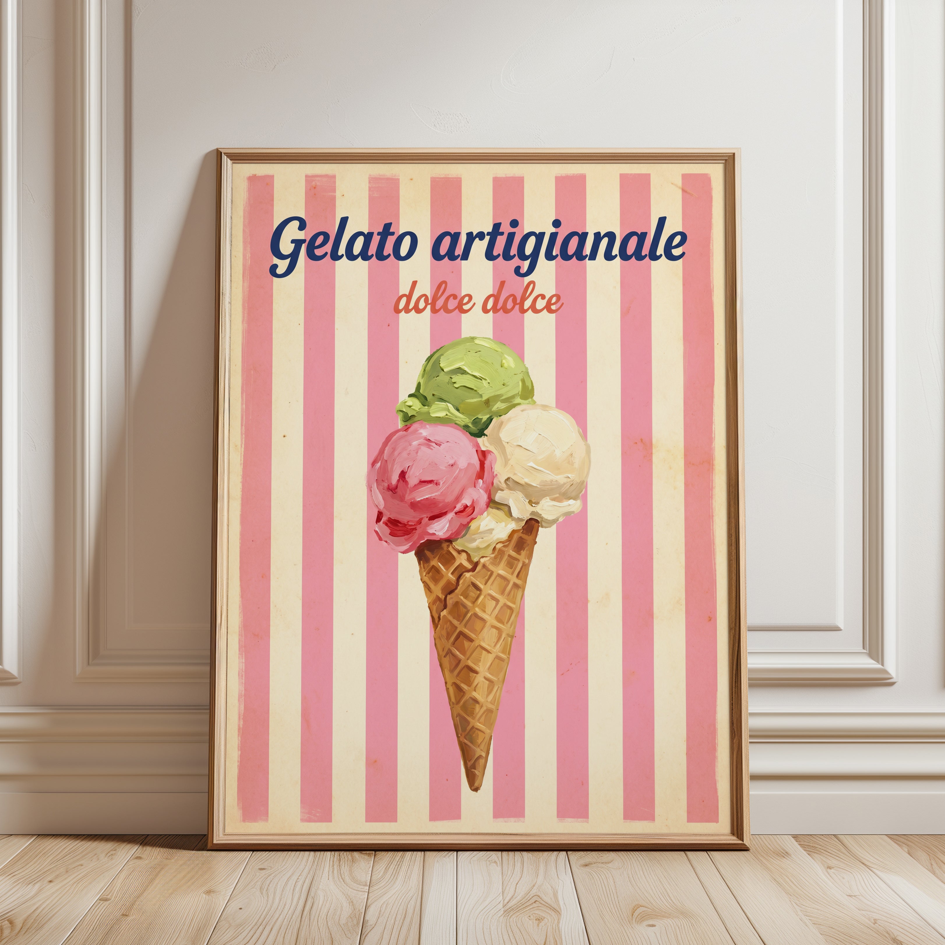 Gelato Artigianale Print - framed detail
