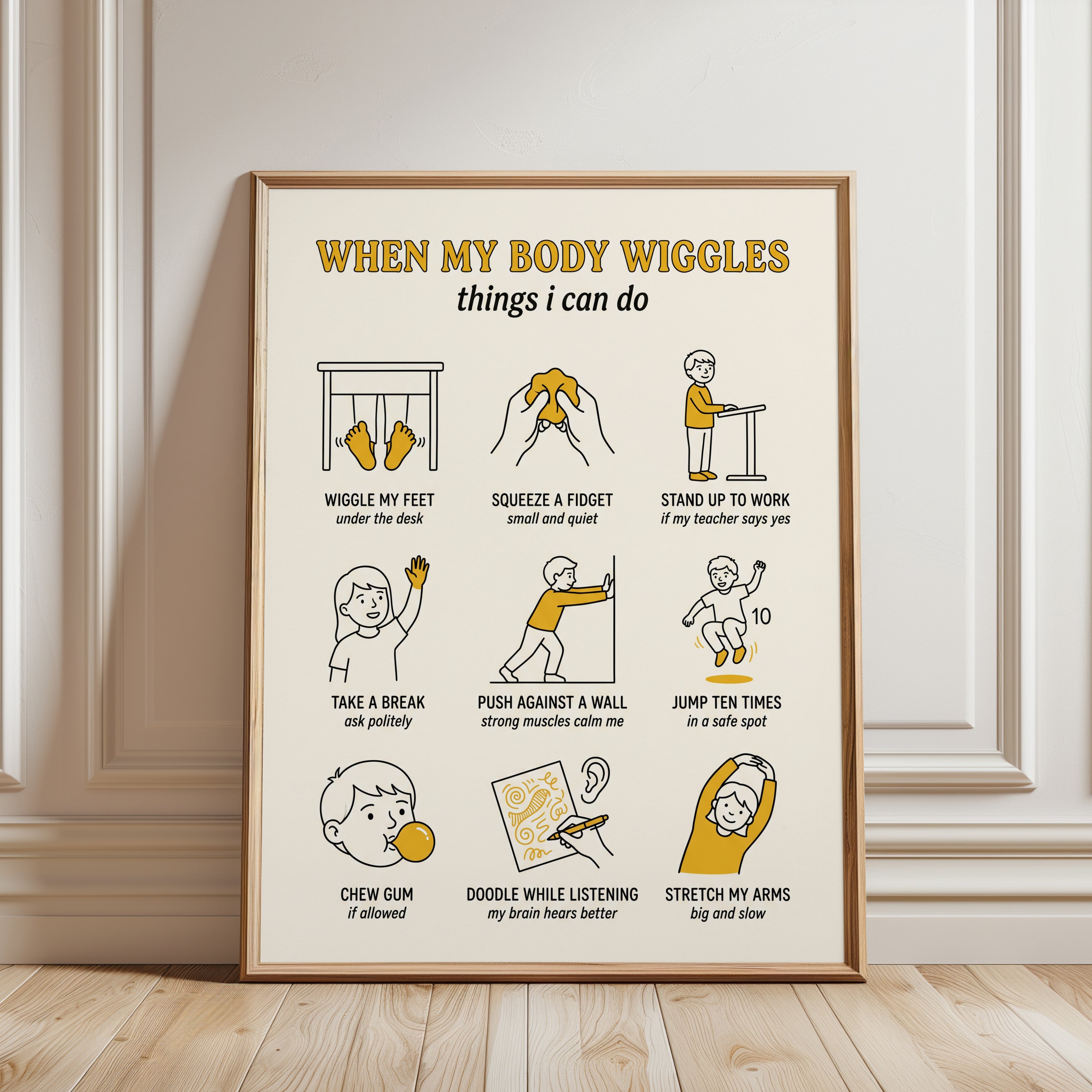 Classroom Poster: Sensory Regulation - framed detail