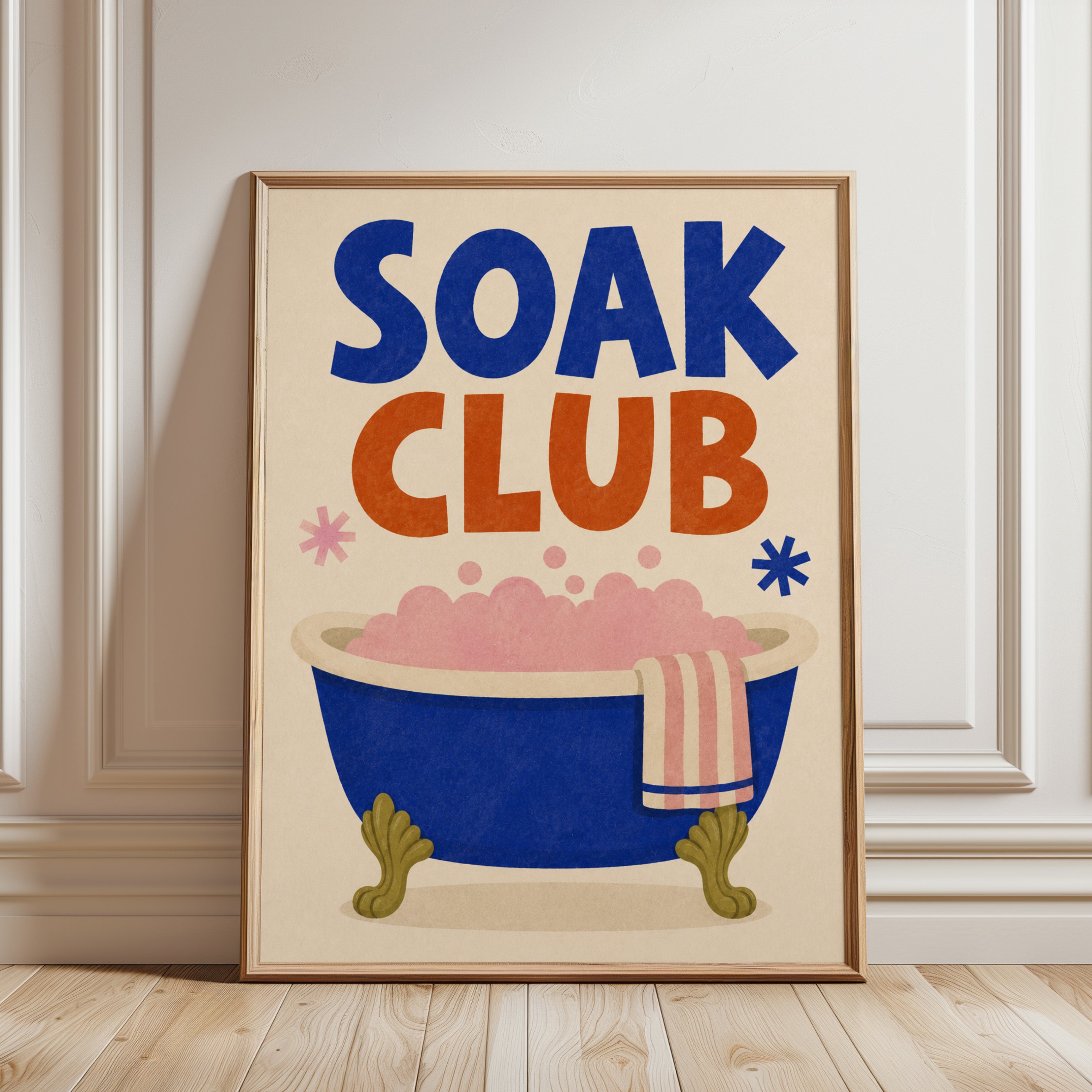 Soak Club Bathtub Print - framed detail