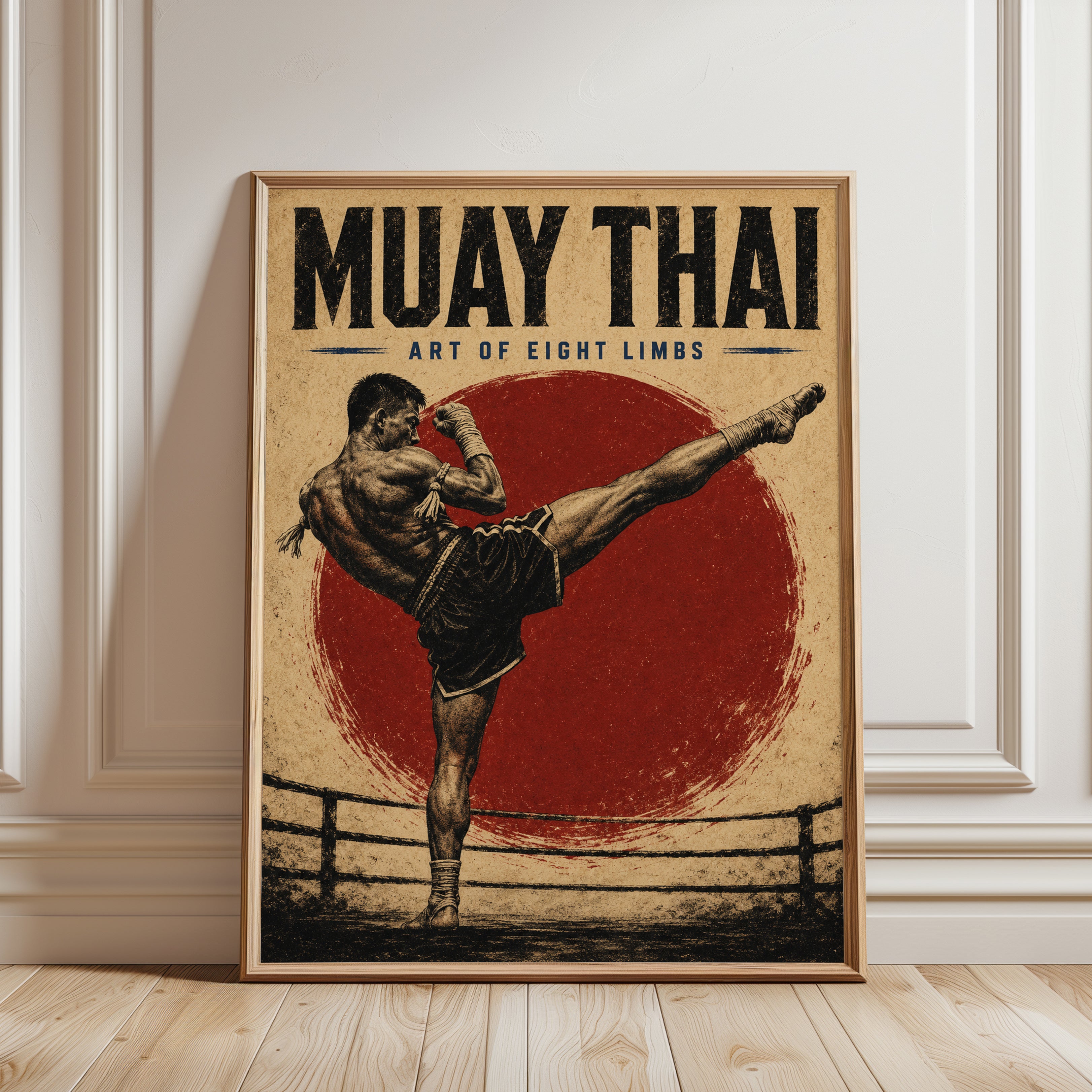 Martial Arts Wall Art – Muay Thai Poster - framed detail