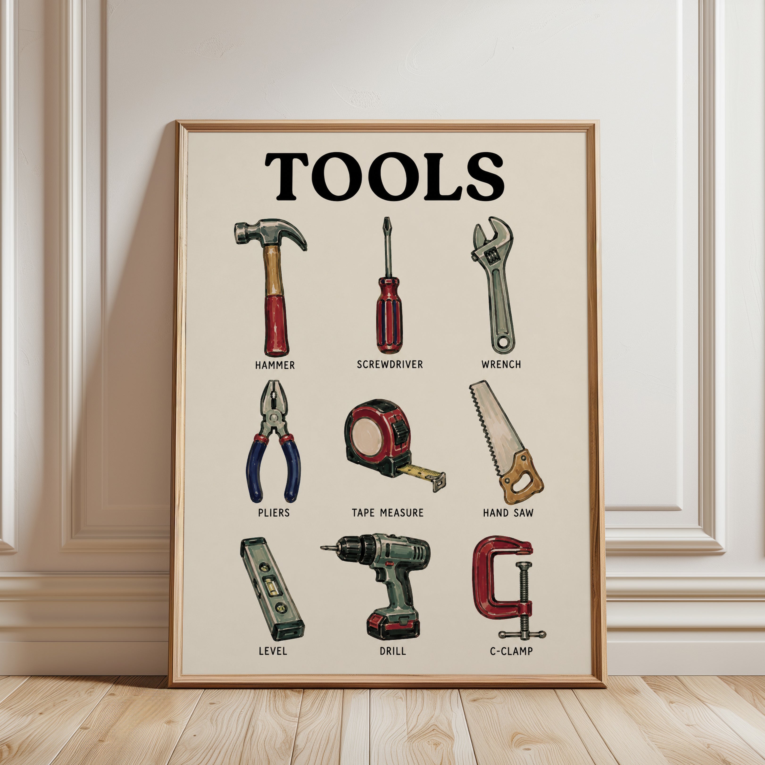Tools Wall Art – Workshop Decor - framed detail