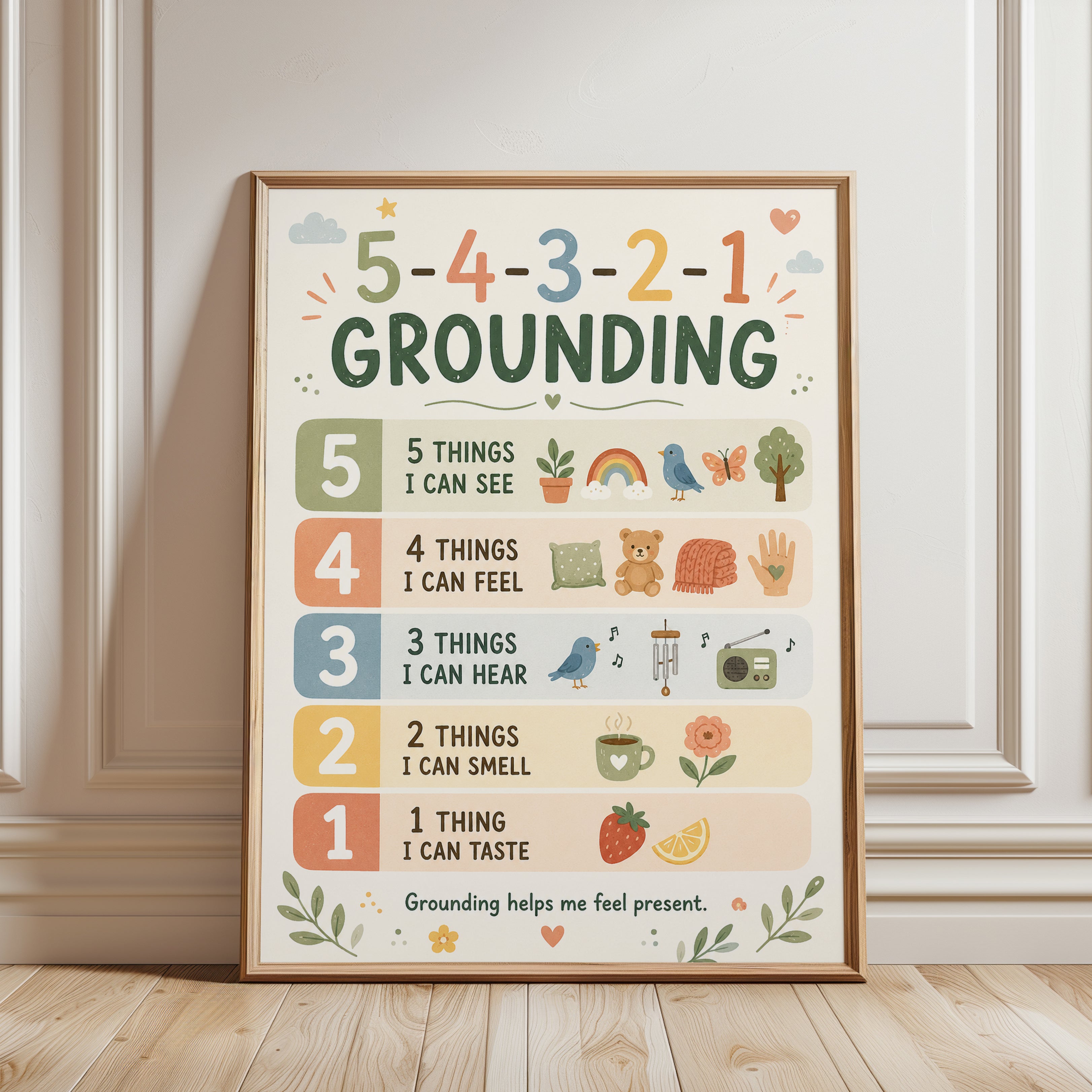 Grounding Technique Poster – 54321 Method Print - framed detail