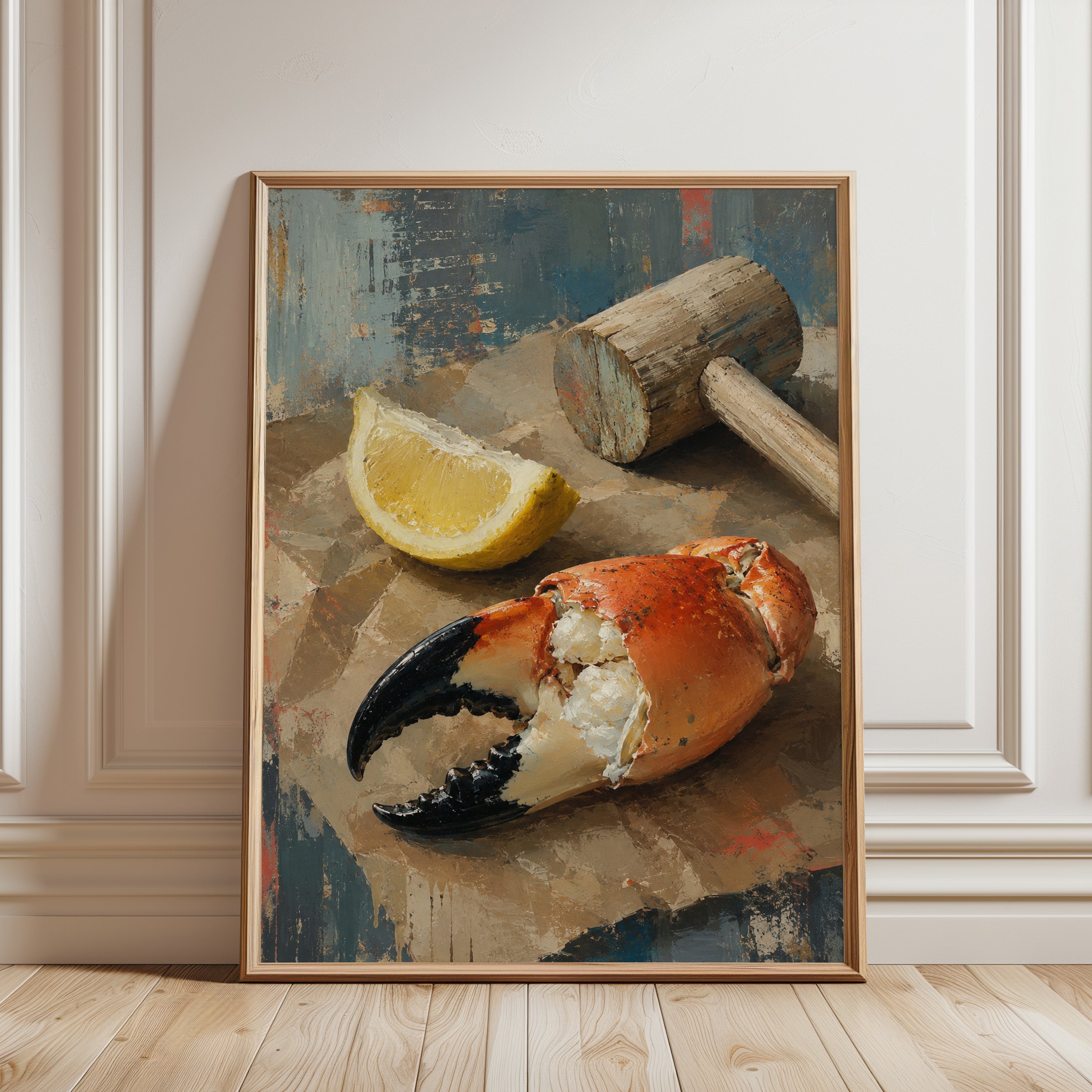 Seafood Wall Art – Crab Claw Print - framed detail