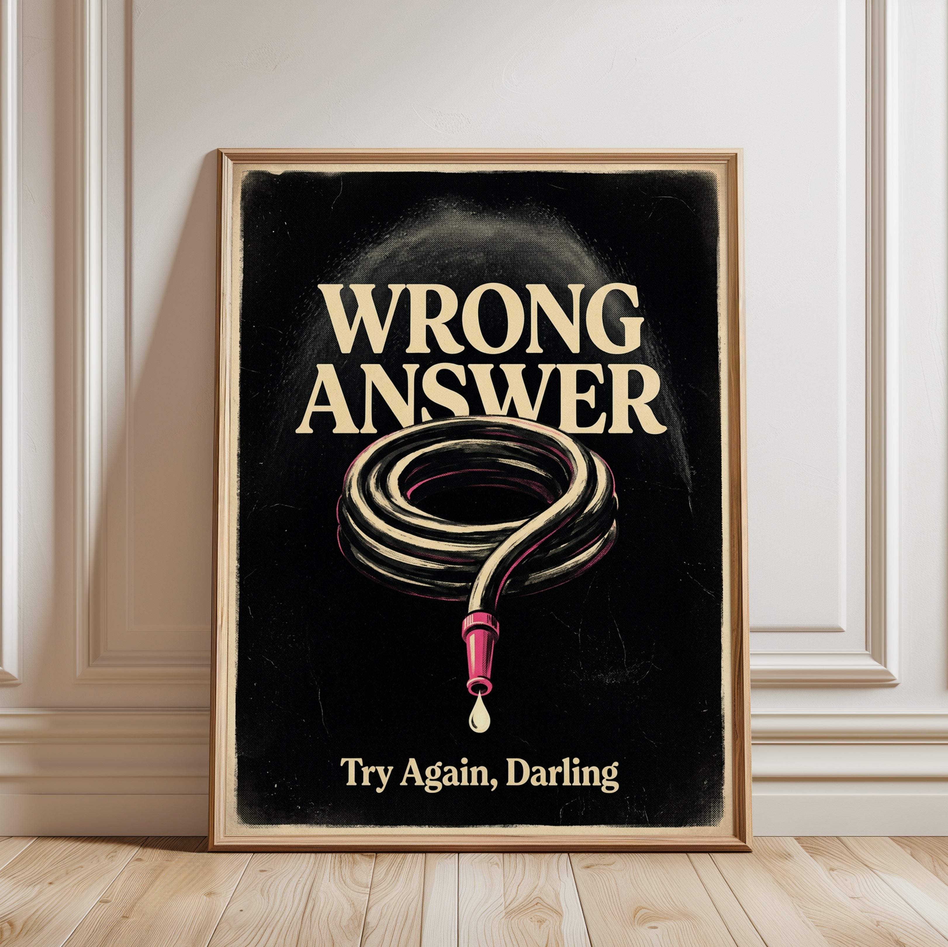 Wrong Answer Vintage Poster: Retro Typography Wall Art - framed detail