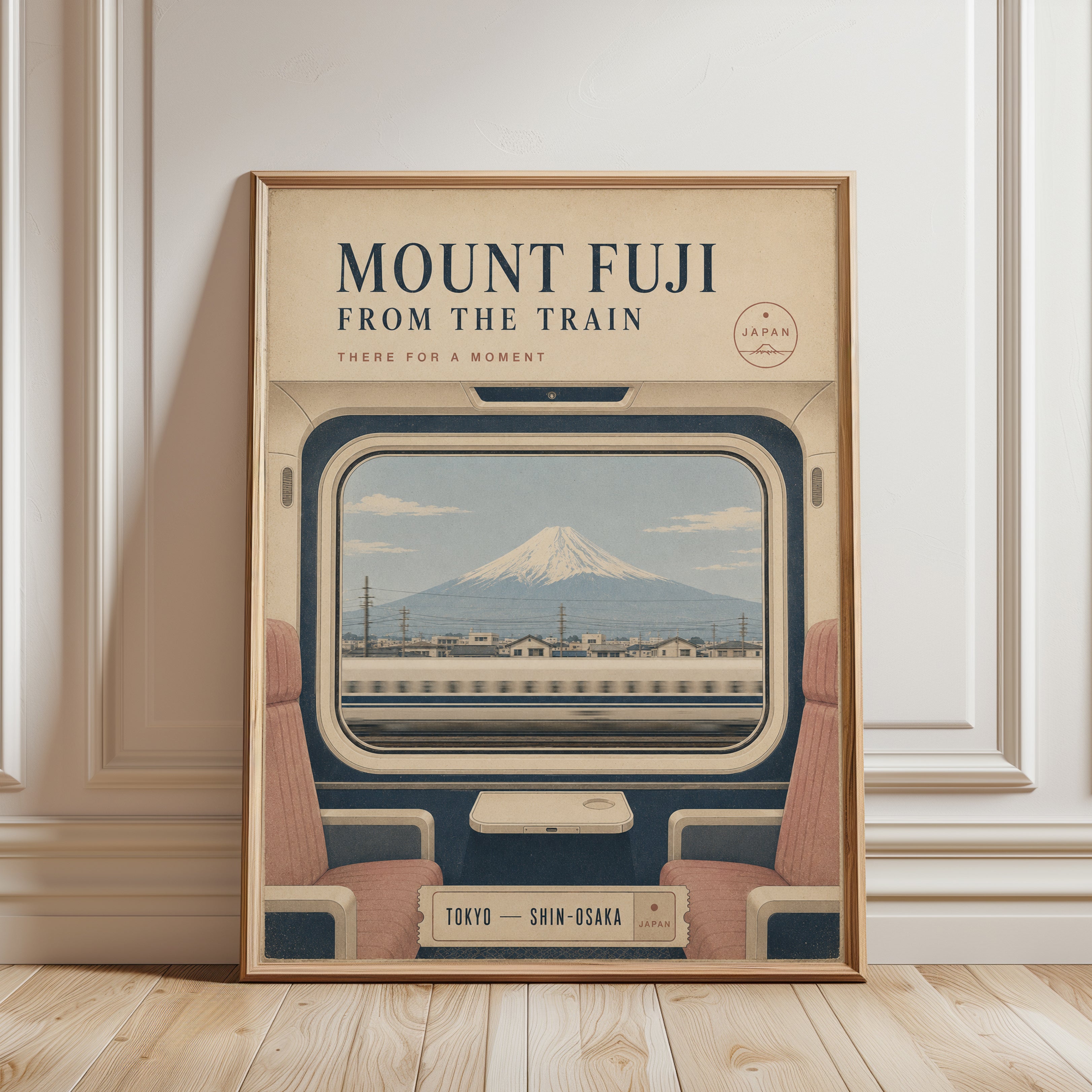 Mount Fuji Travel Poster – Japanese Railway Print - framed detail