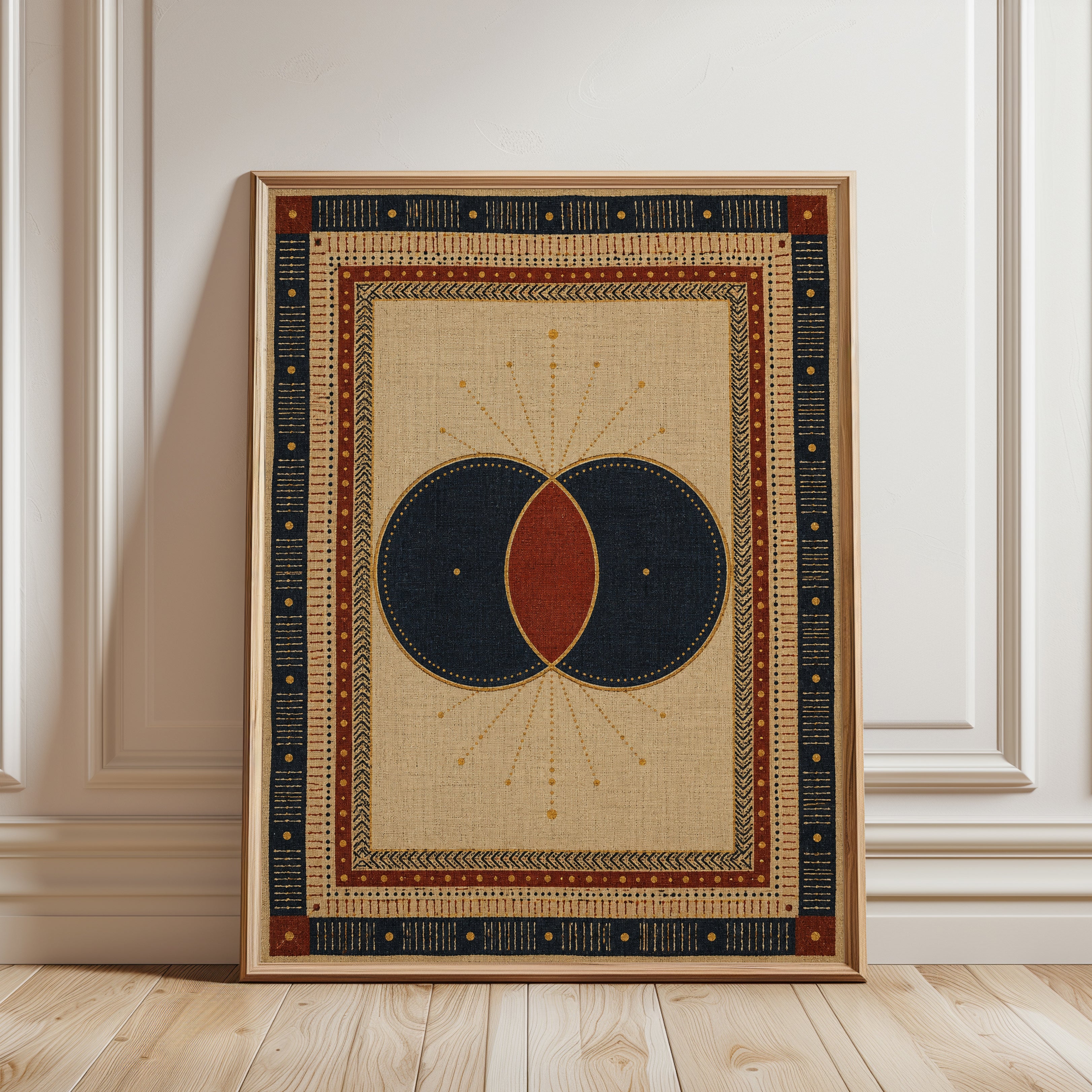 Geometric Folk Art Print - framed detail