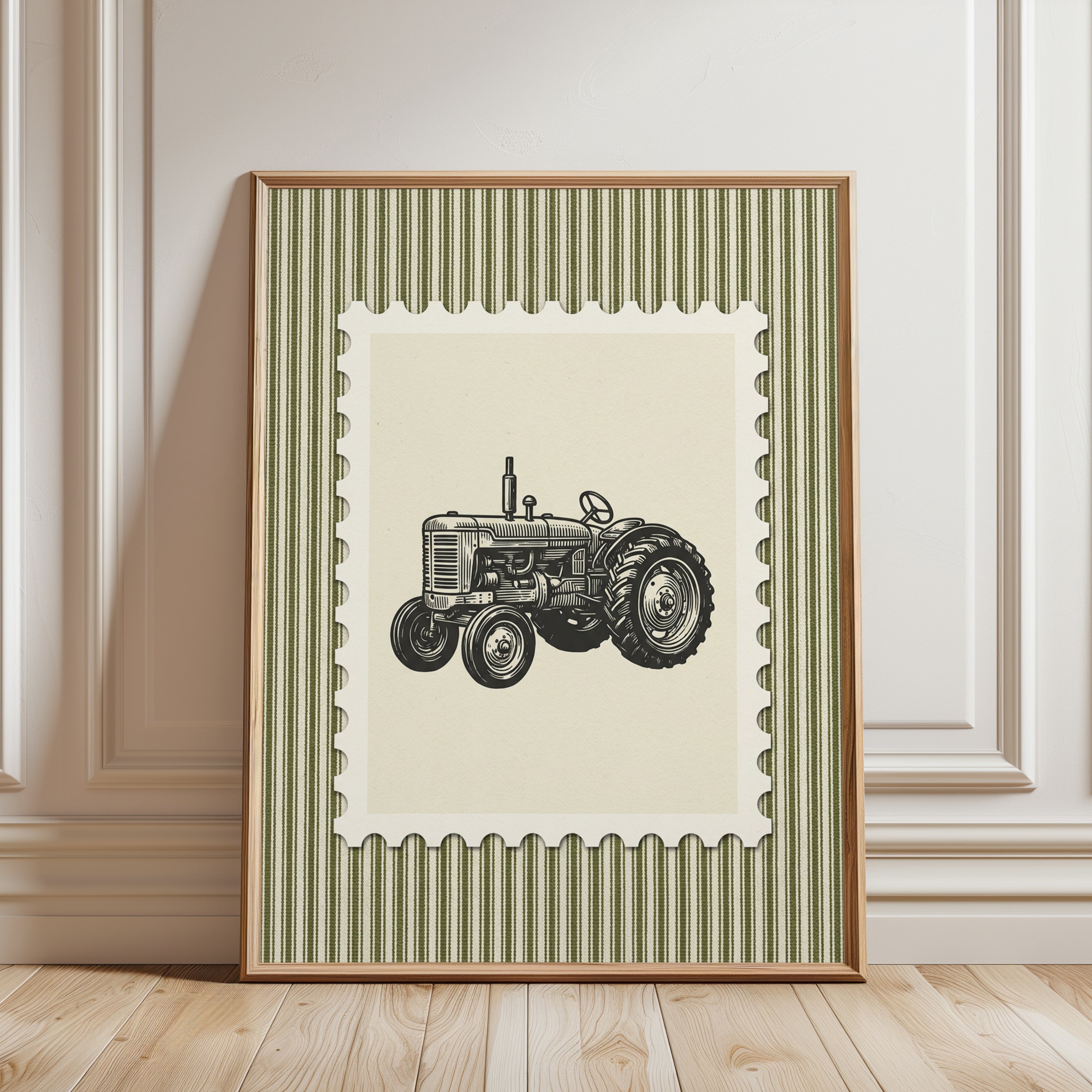Vintage Tractor Wall Art - framed detail