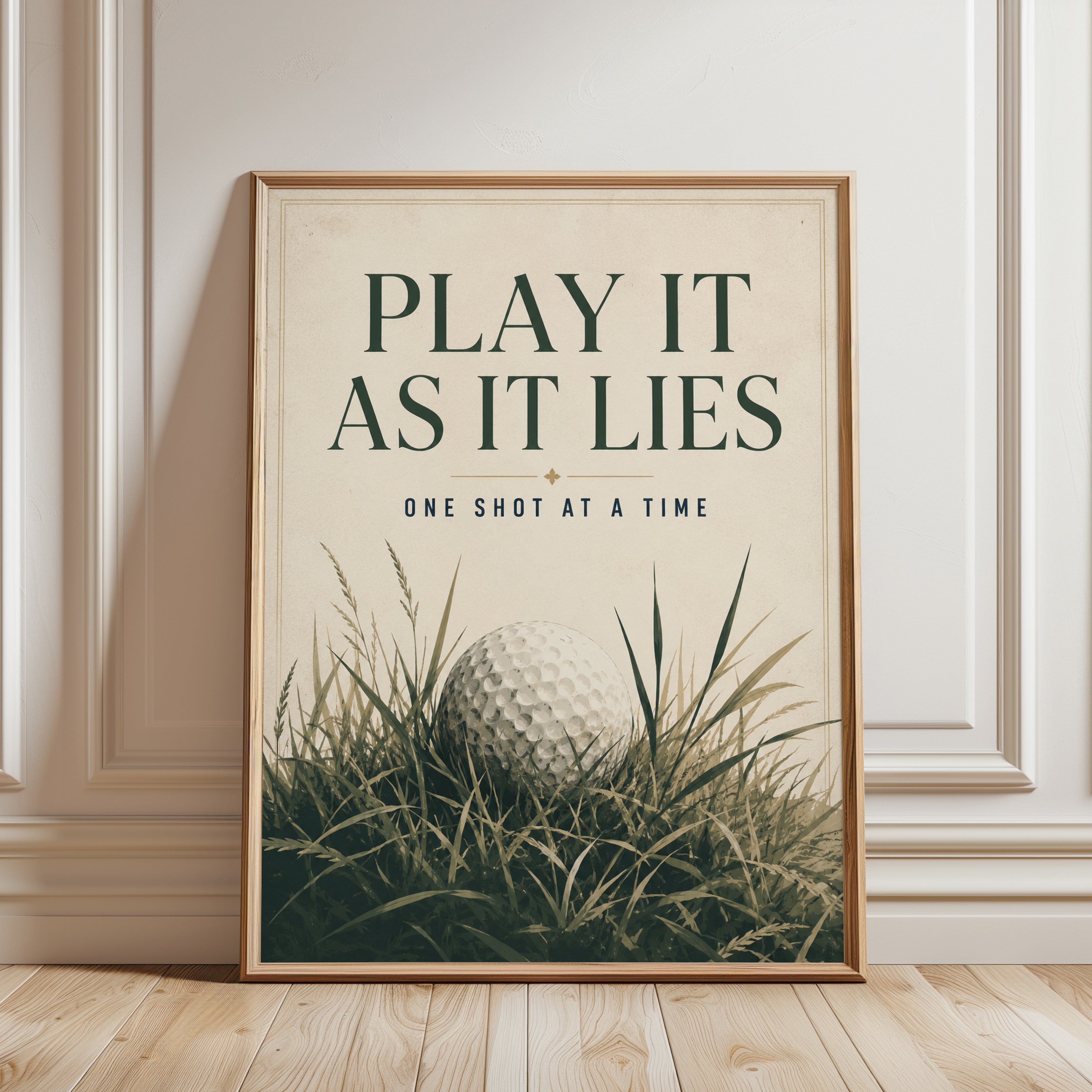 Vintage Golf Print – Motivational Quote - framed detail