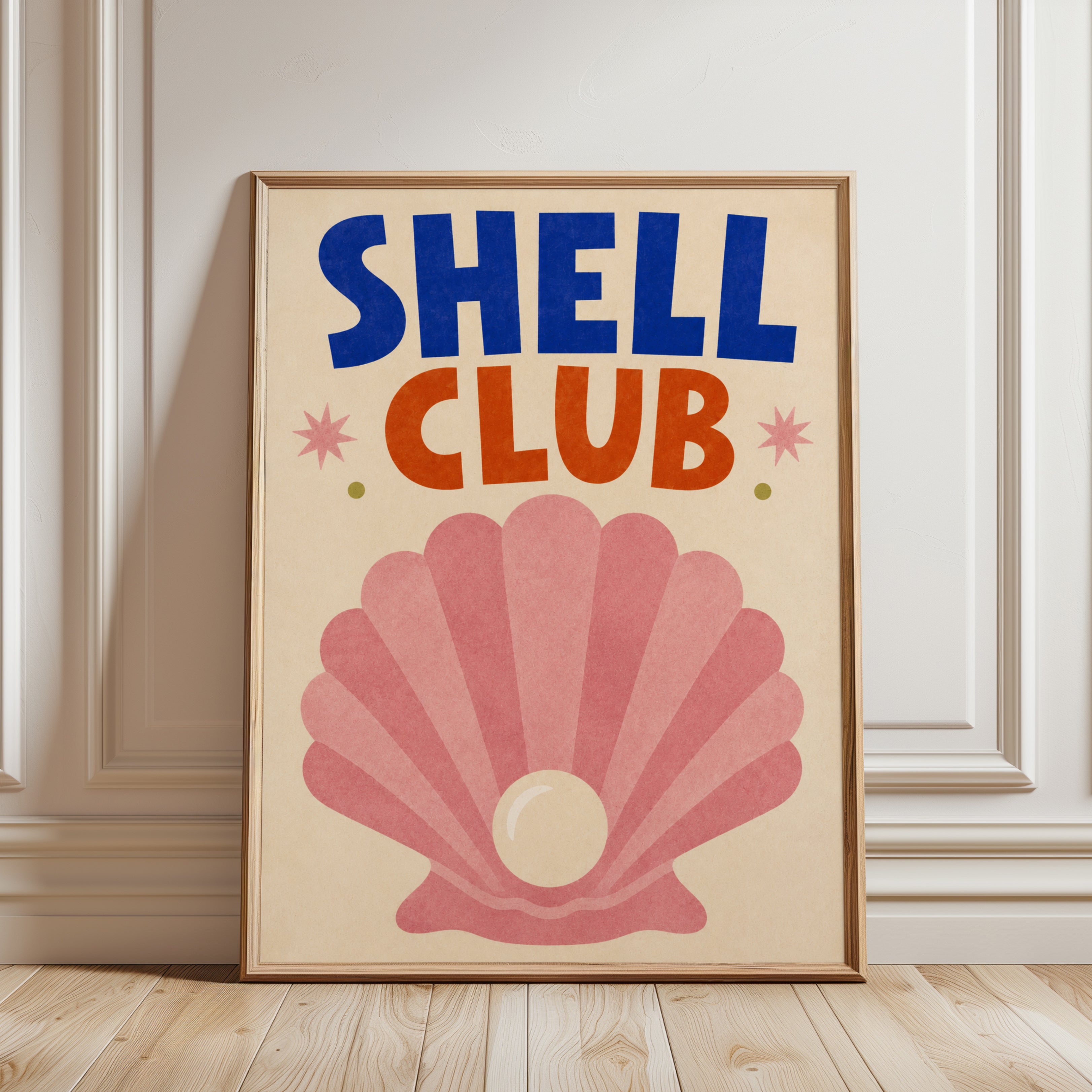Shell Wall Art – Coastal Typography Print - framed detail