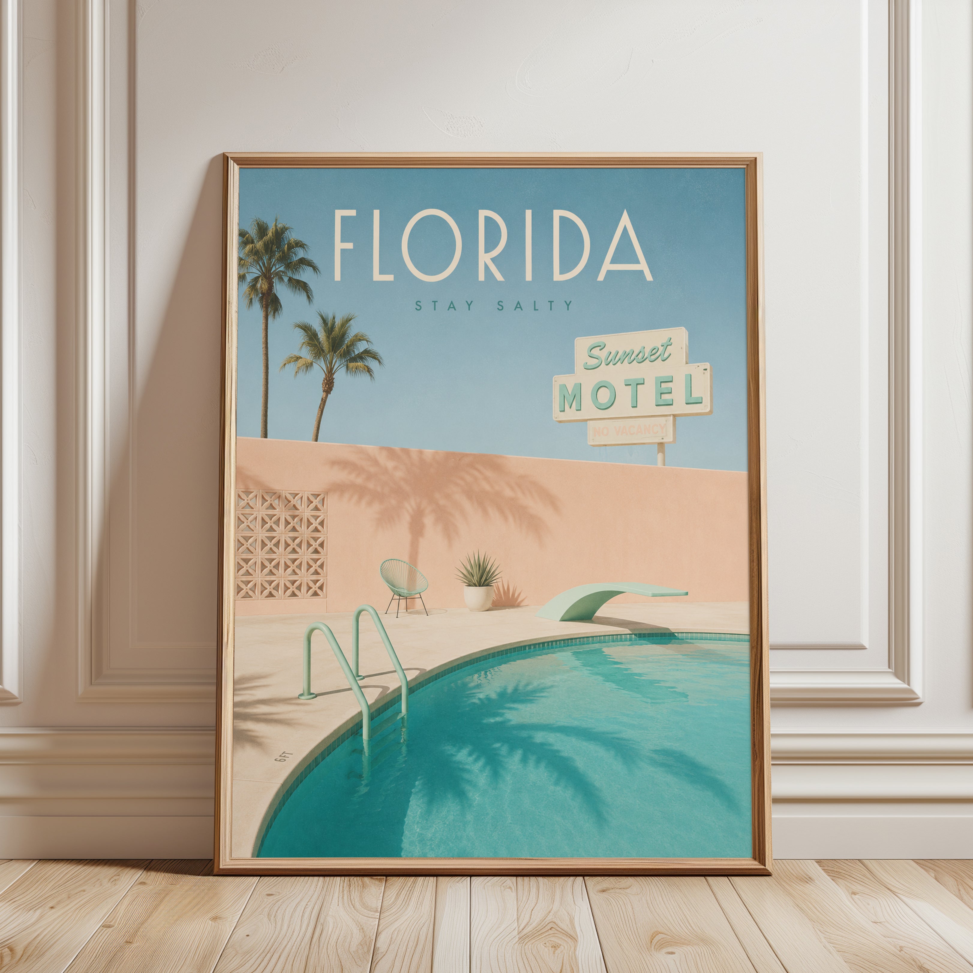 Florida Travel Poster – Vintage Beach Print - framed detail