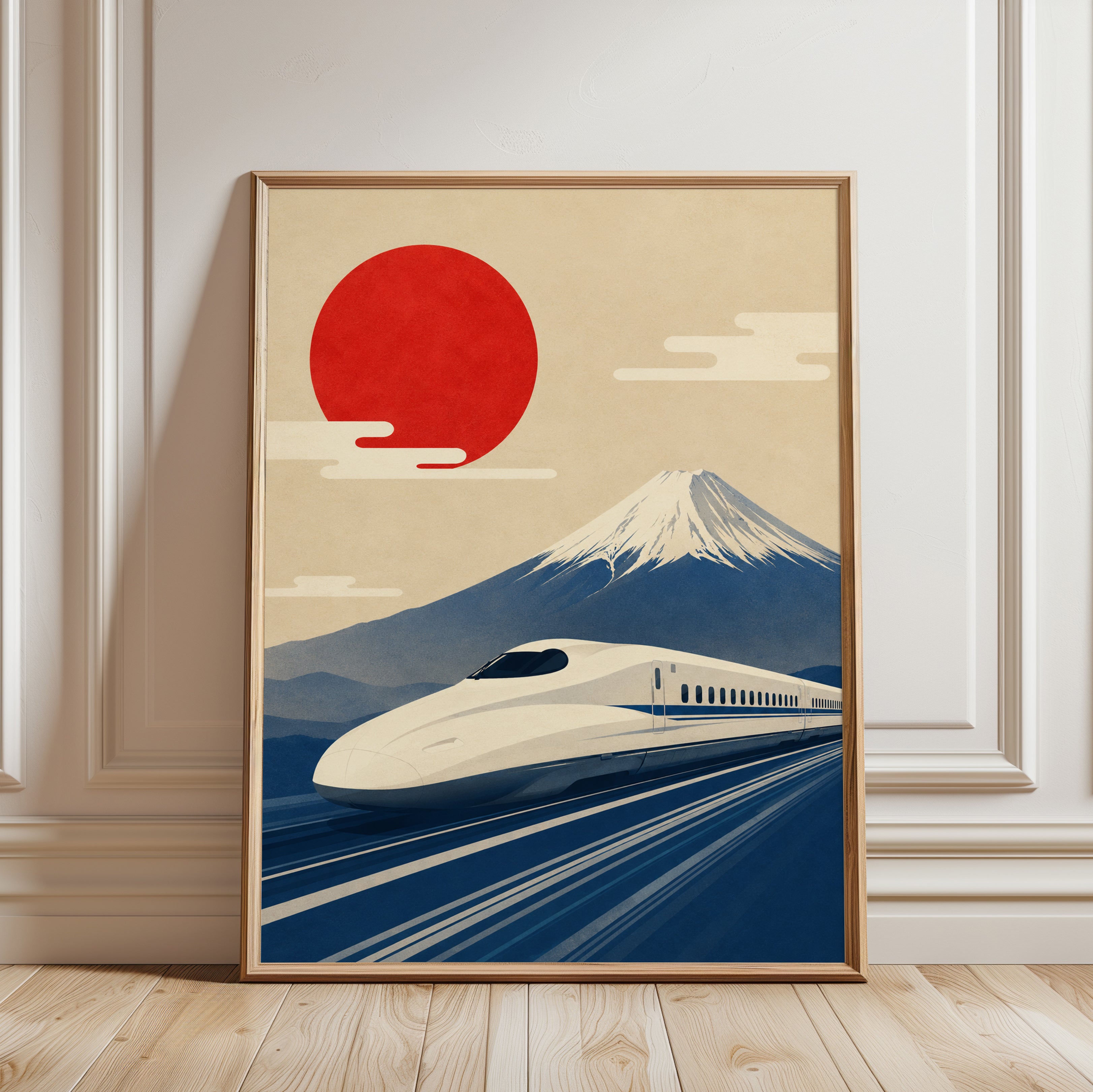 Japan Travel Poster – Mount Fuji Wall Art - framed detail