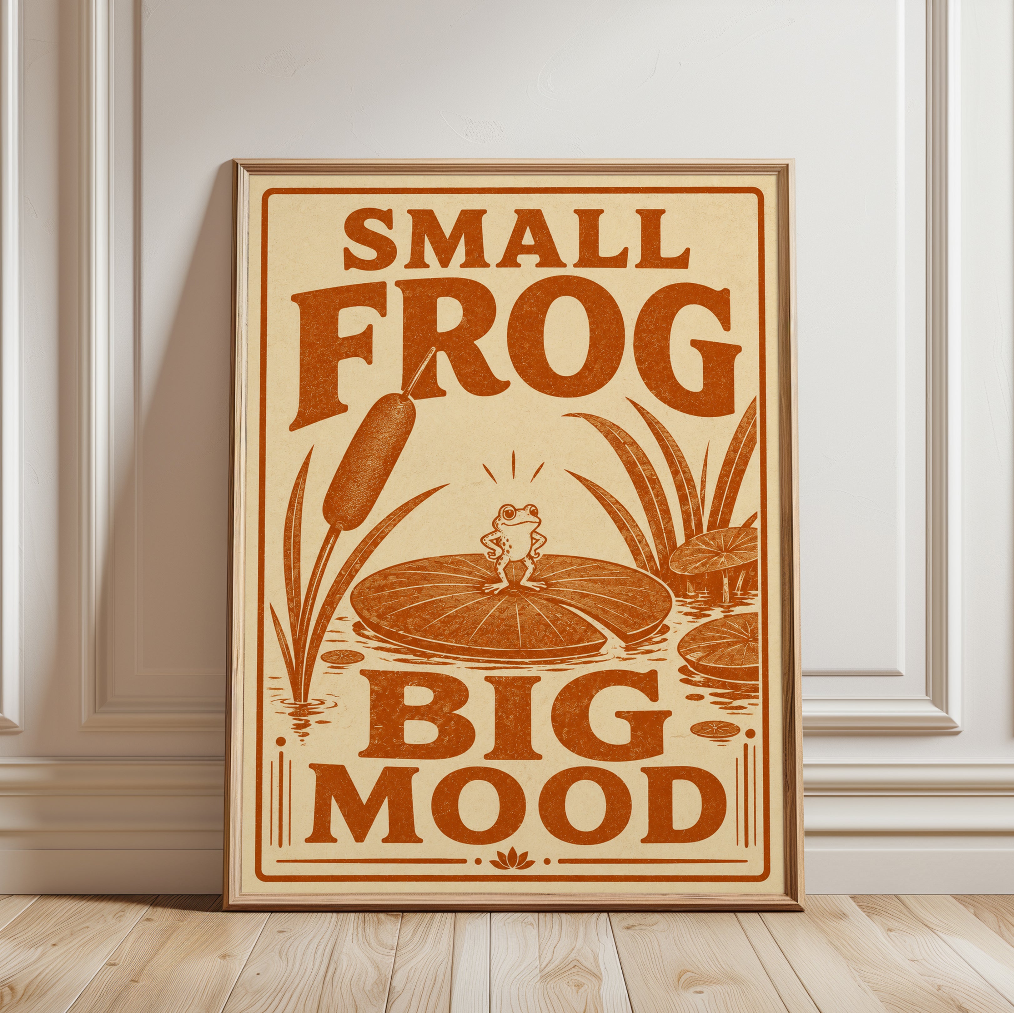 Frog Wall Art: Vintage Inspired Cottagecore - framed detail
