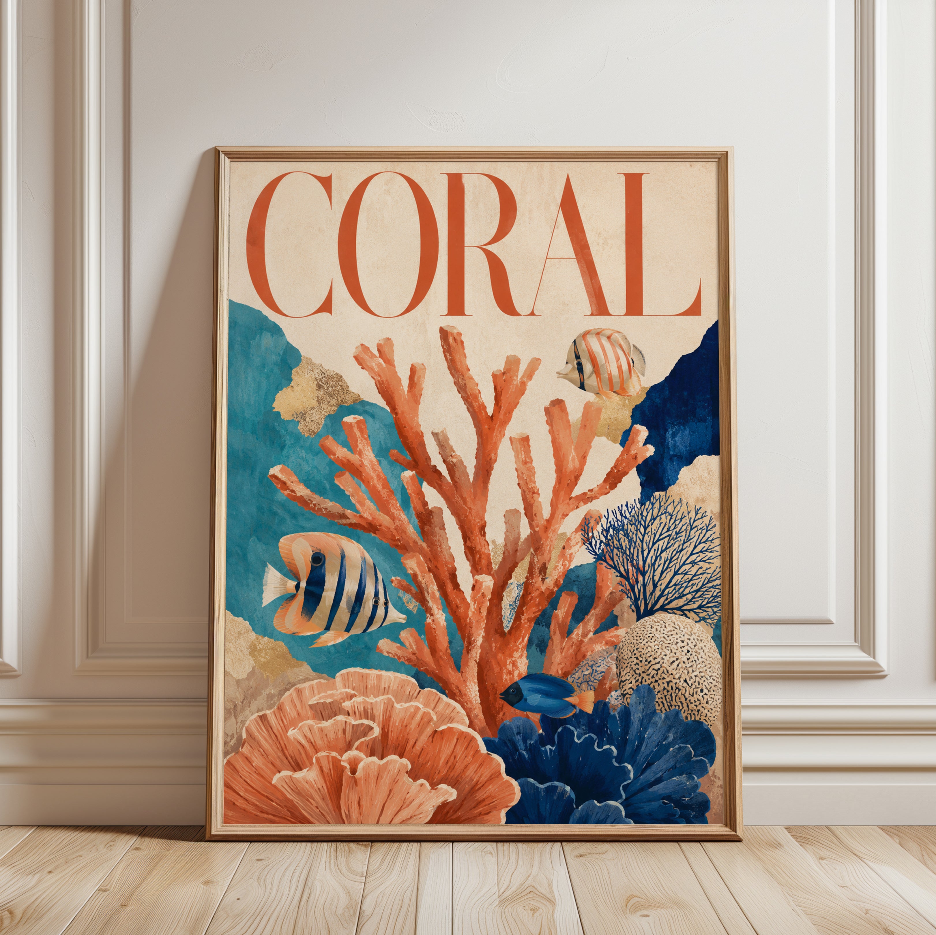 Coral Reef Wall Art – Ocean Print - framed detail