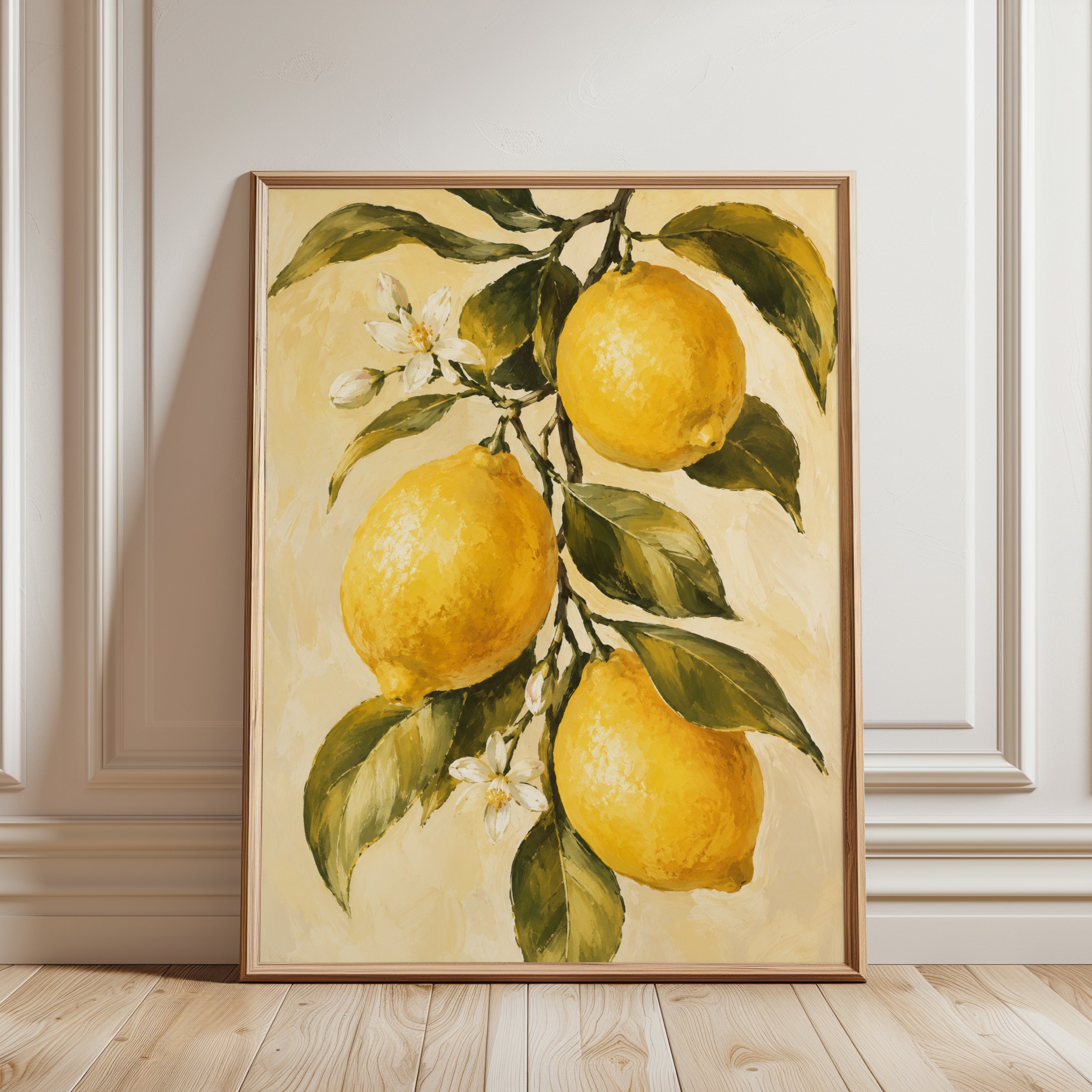 Lemon Botanical Print – Citrus Wall Art - framed detail