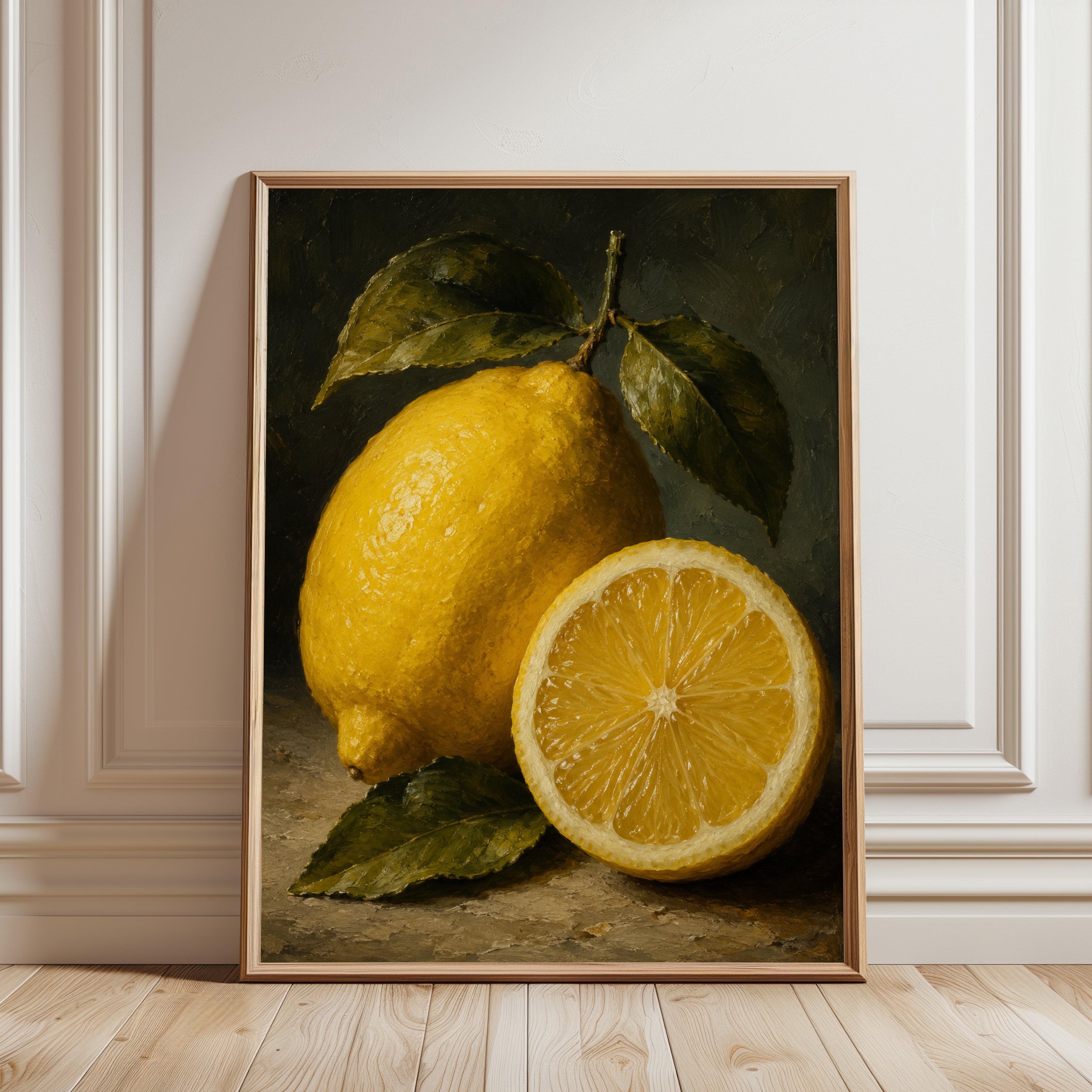 Lemon Kitchen Wall Art – Vintage Botanical Print - framed detail