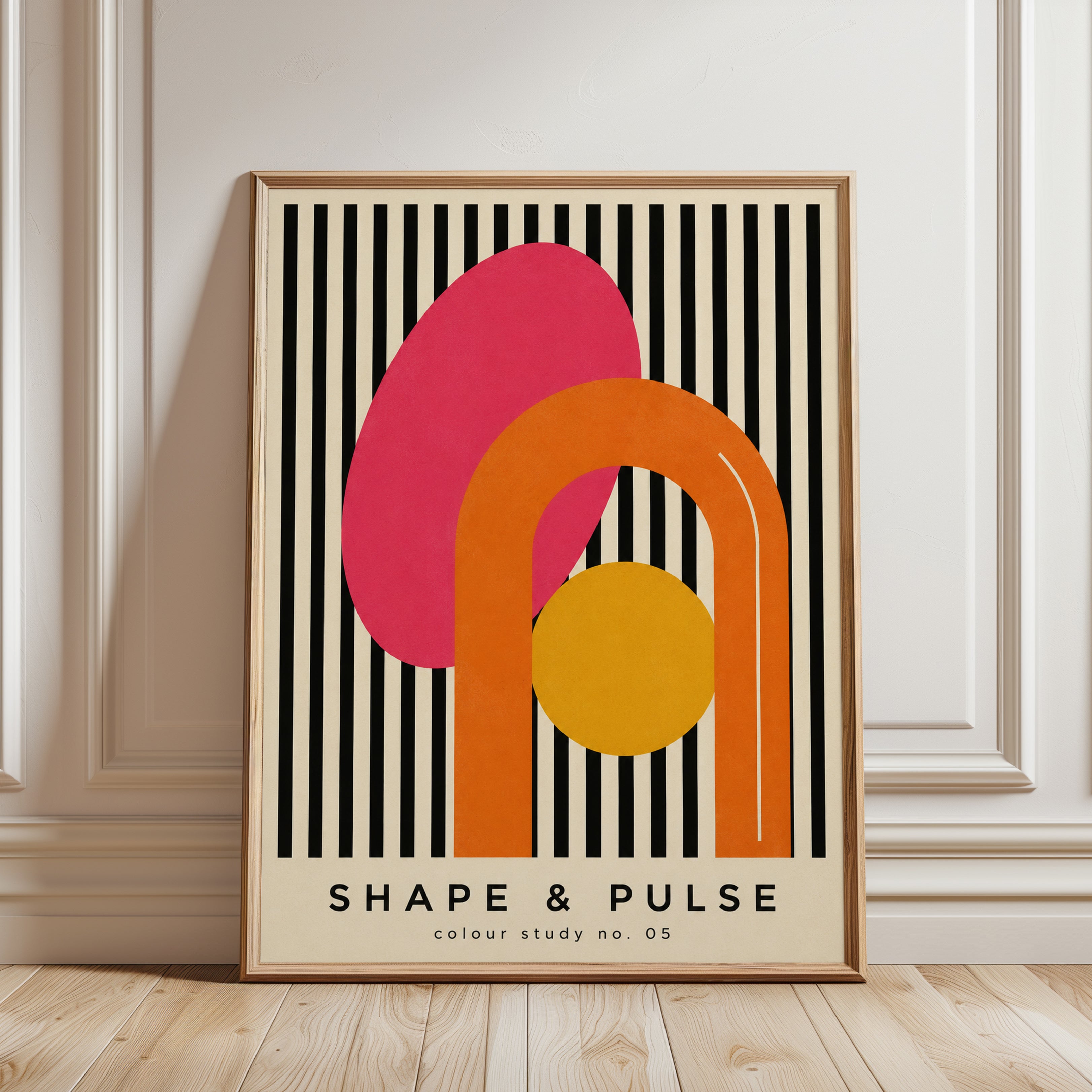 Retro Geometric Wall Art - framed detail