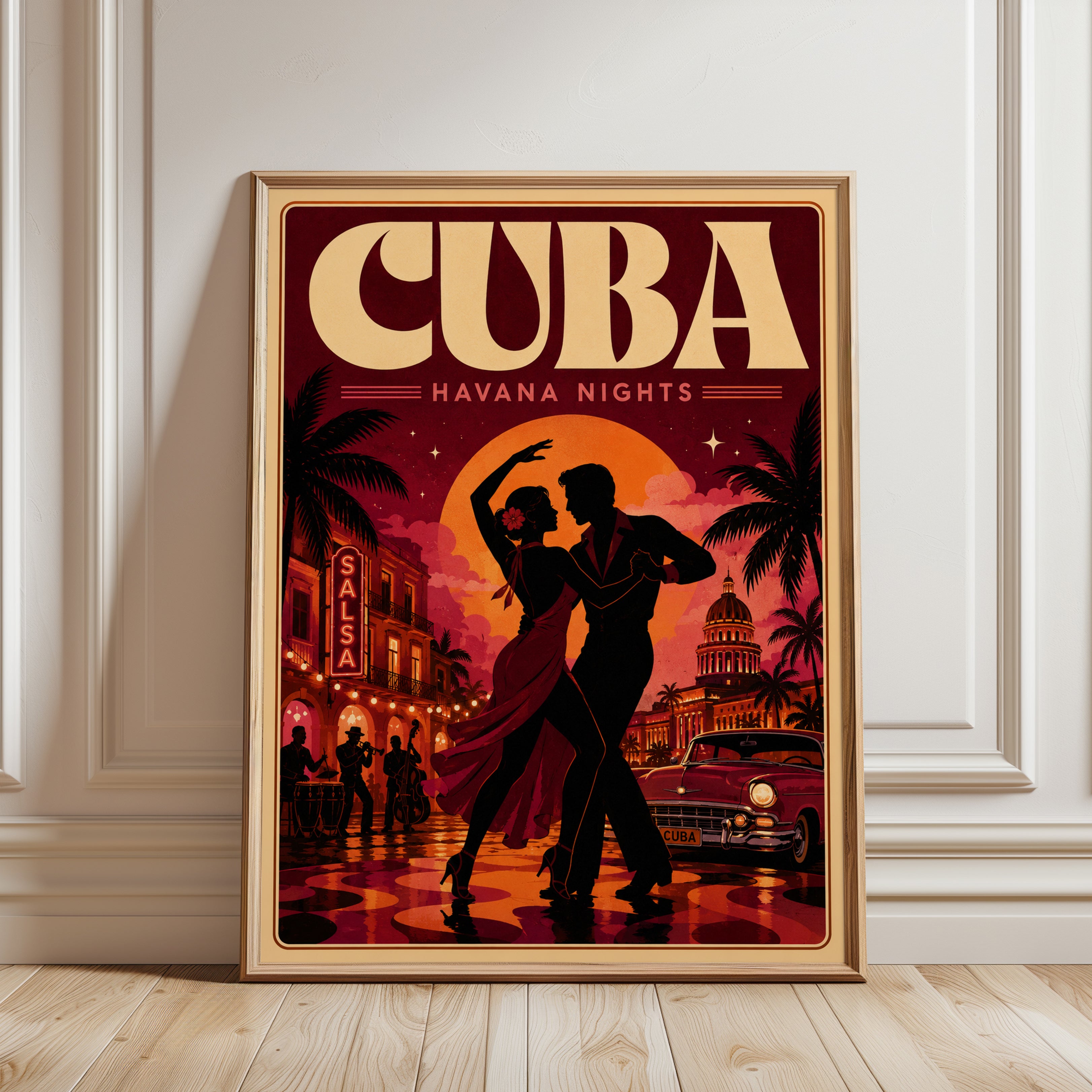 Cuba Travel Poster – Havana Wall Art - framed detail
