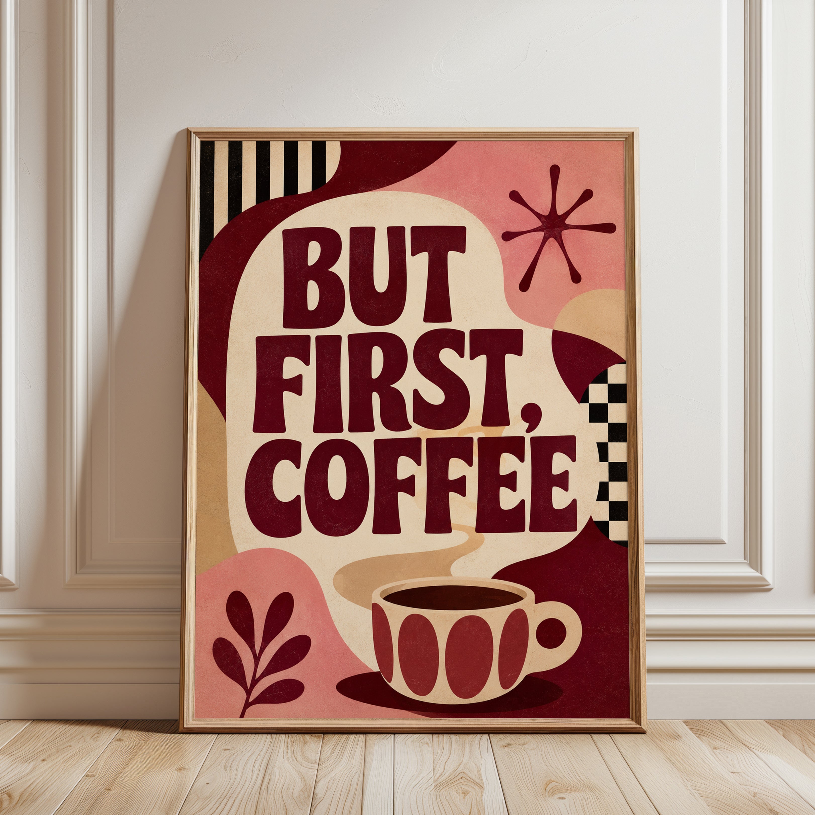 Retro Coffee Wall Art - framed detail