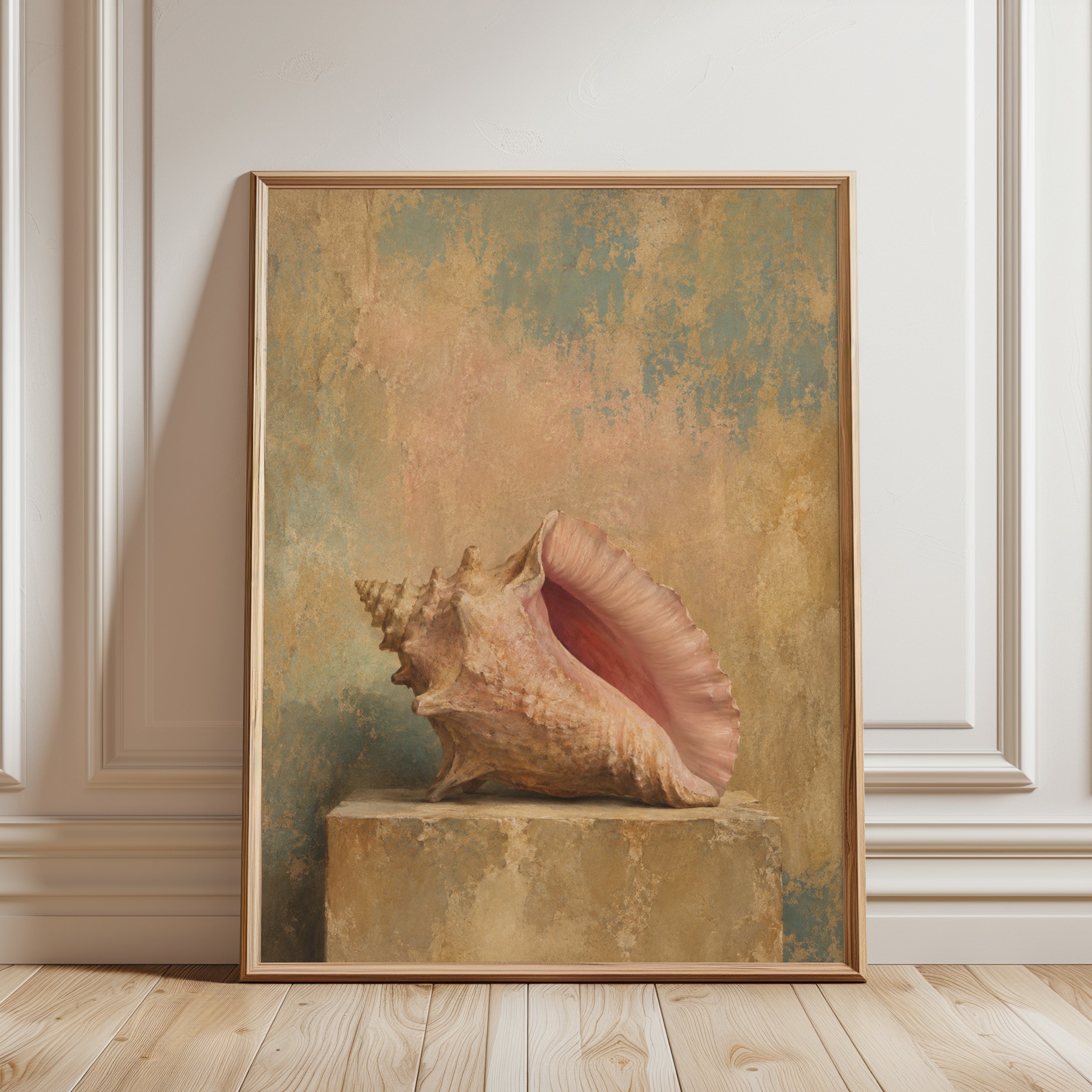 Vintage Seashell Art – Coastal Print - framed detail