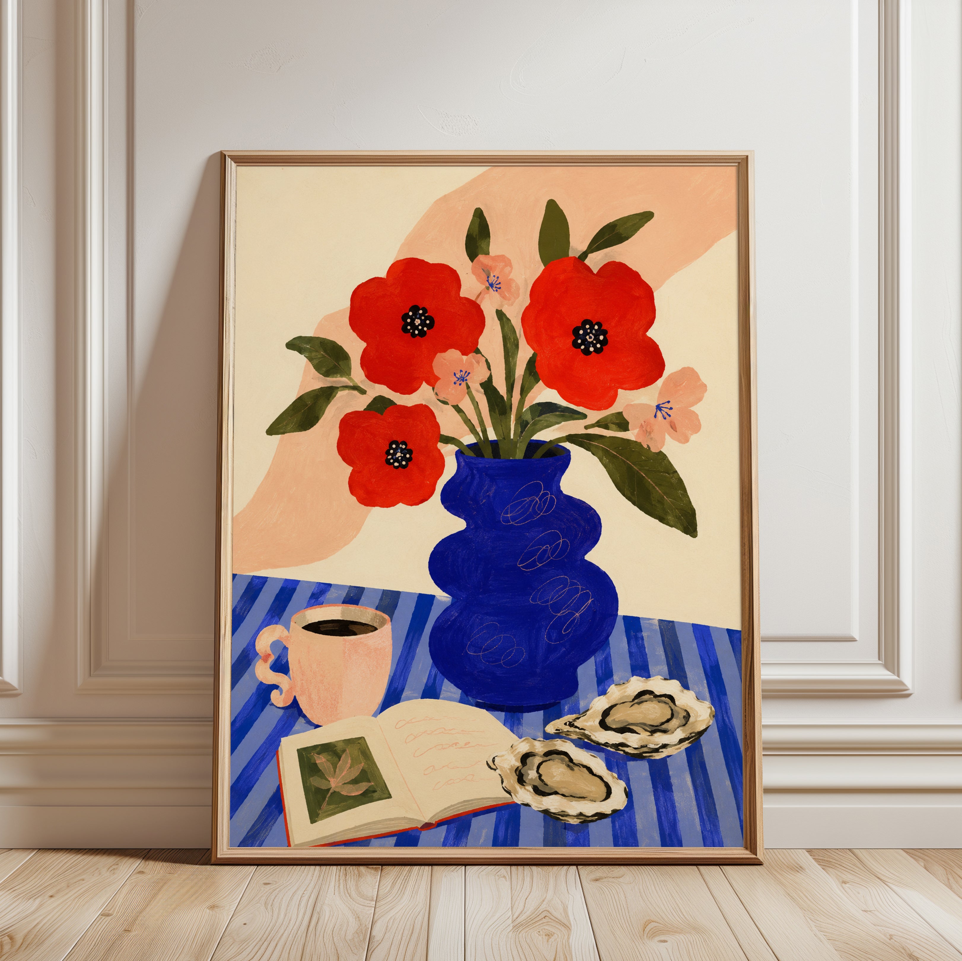 Still Life Wall Art – Red Poppy Print - framed detail