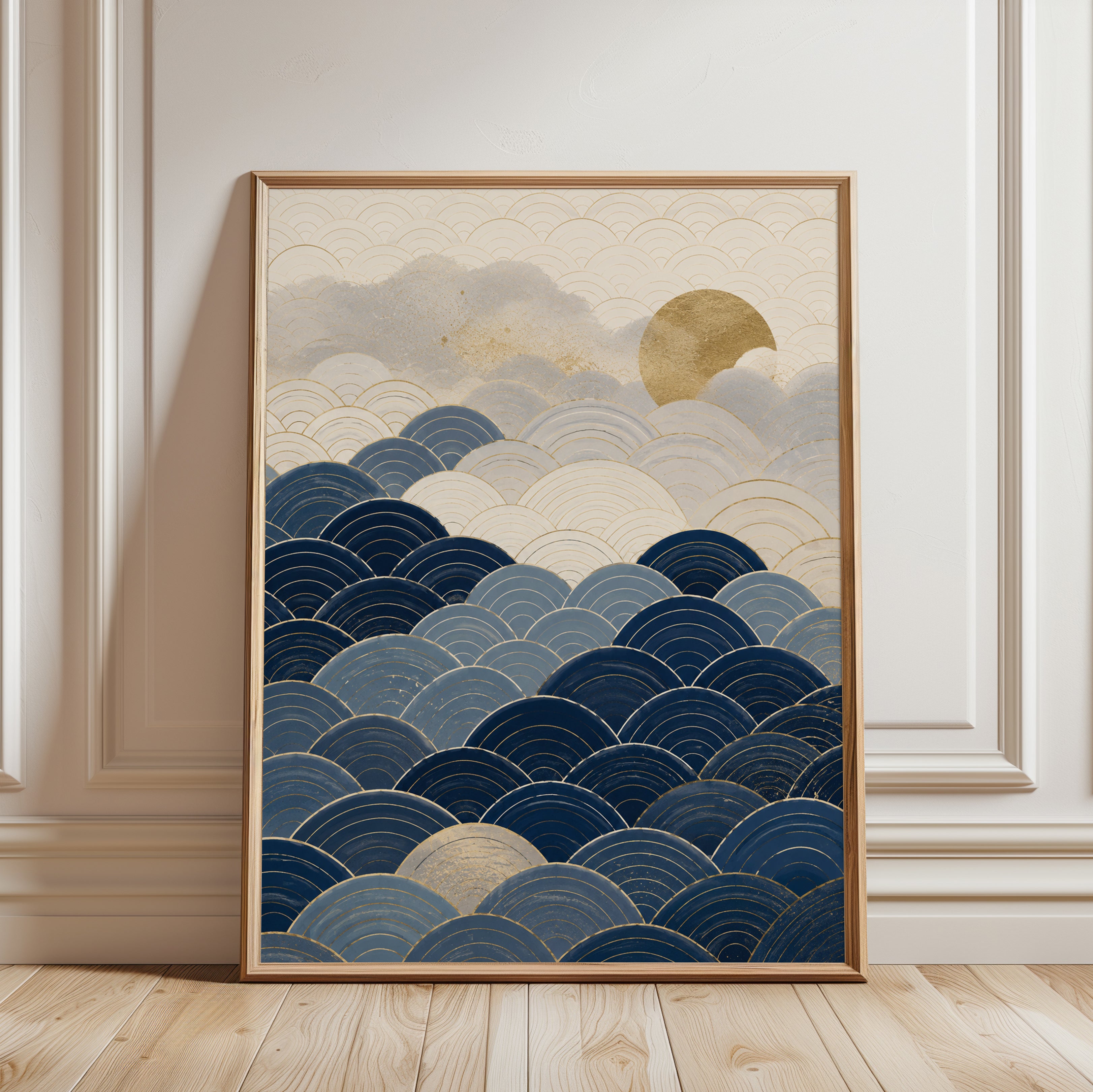 Japanese Seigaiha Wave Art Print - framed detail