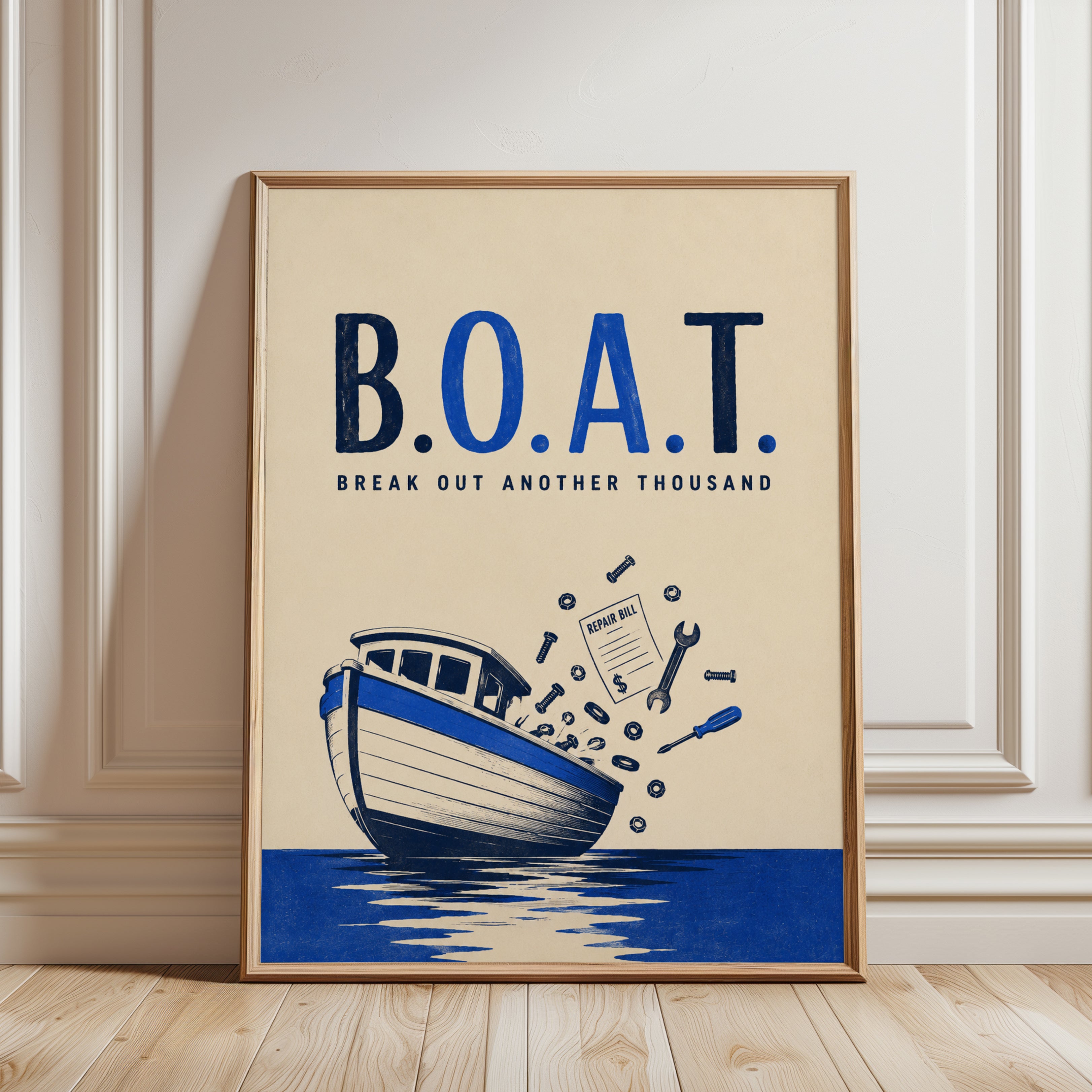 Boat Wall Art – Nautical Typography Print - framed detail