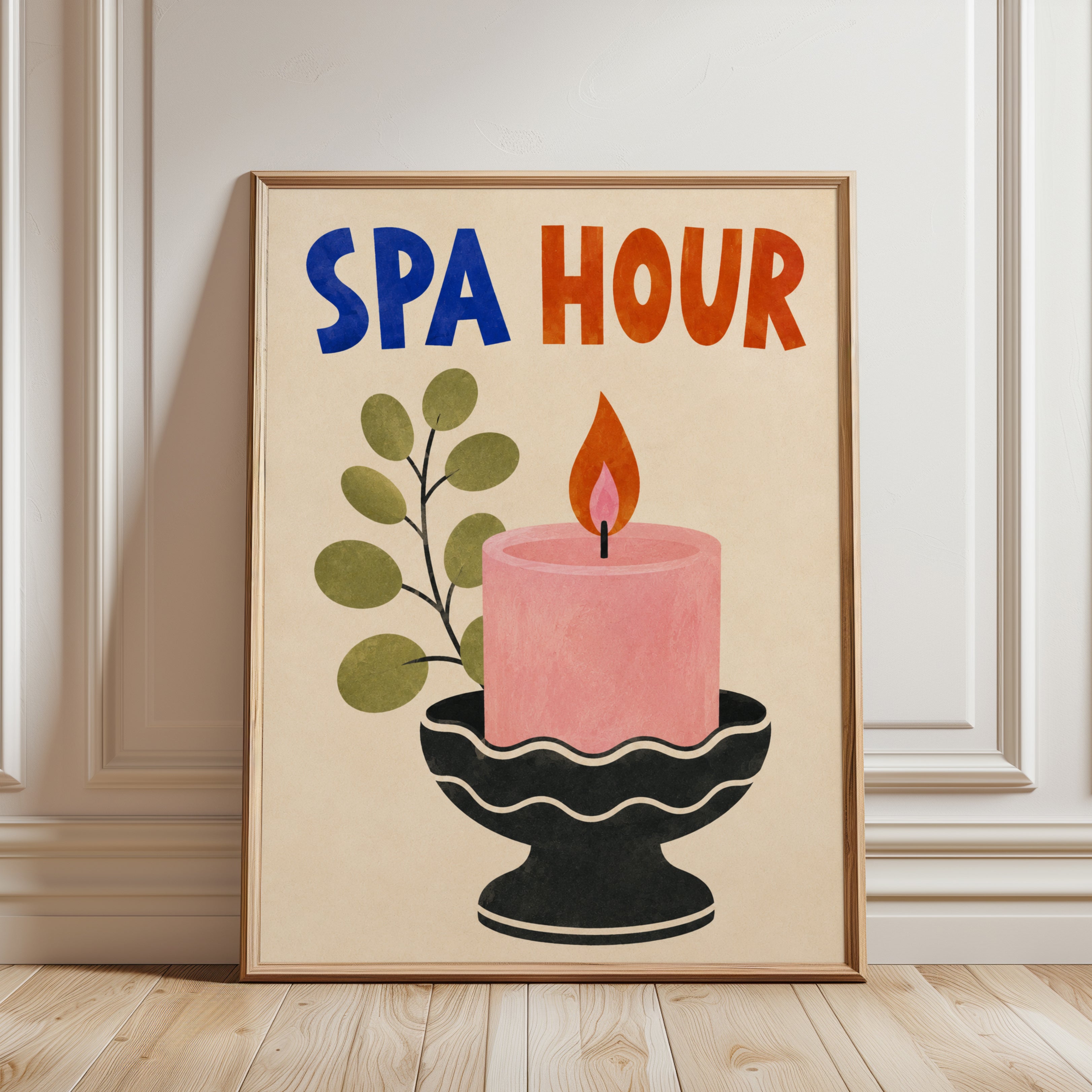 Spa Bathroom Wall Art – Self Care Print - framed detail