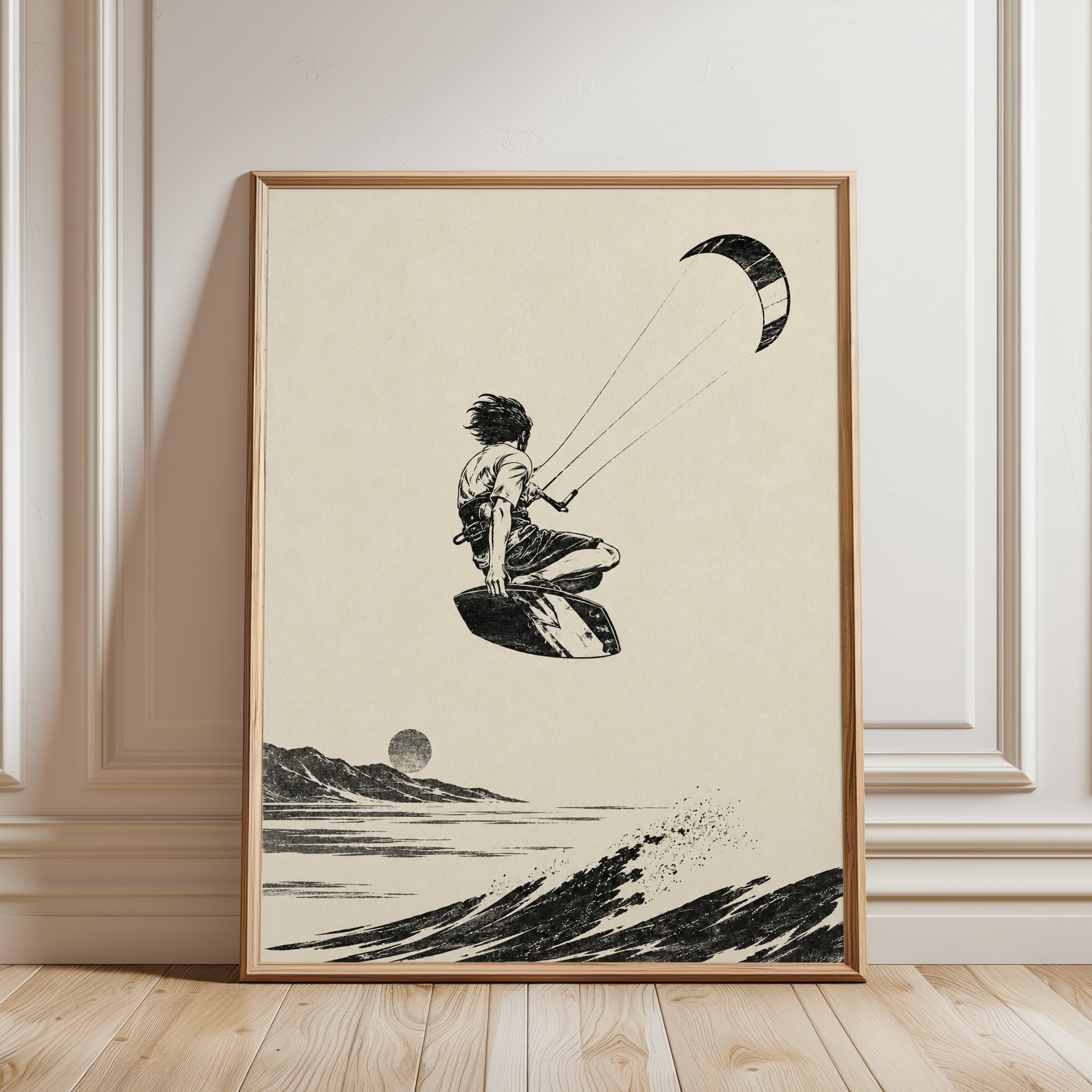 Kitesurfing Wall Art – Extreme Sports Print - framed detail