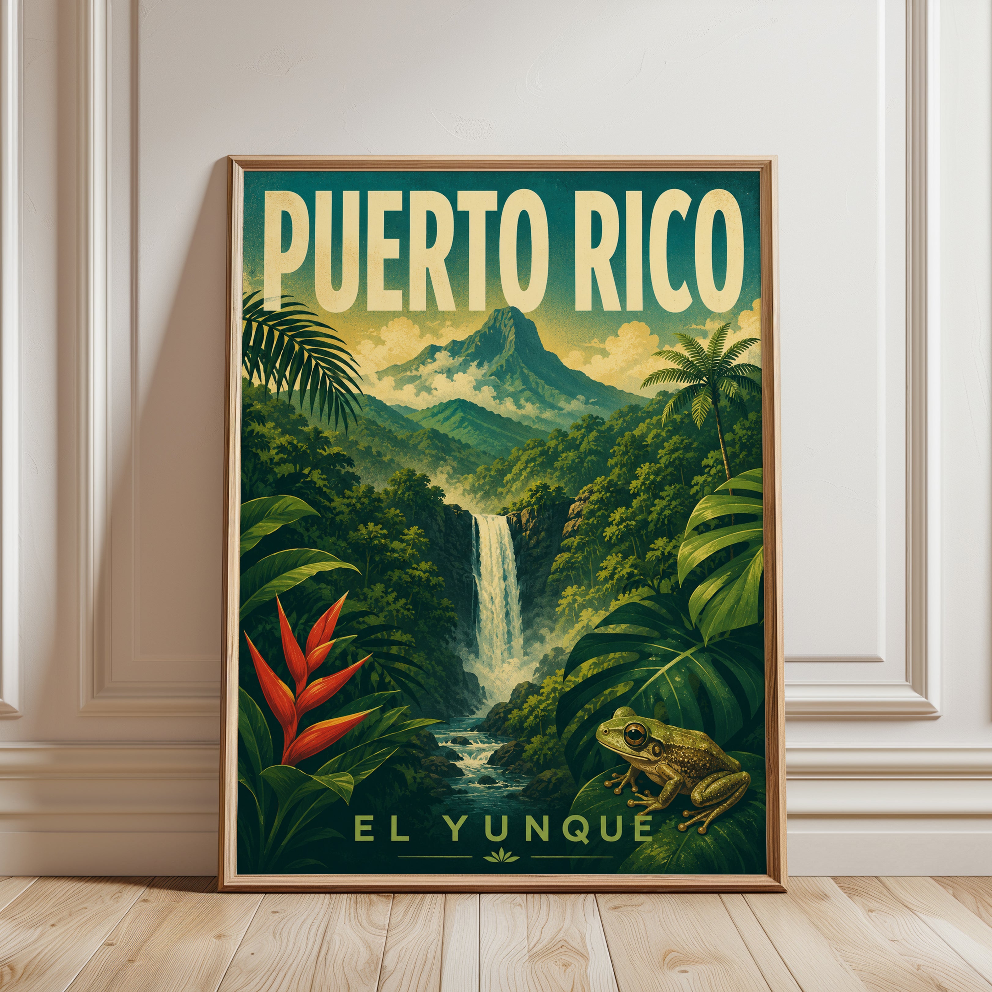 Puerto Rico Travel Poster – El Yunque Print - framed detail