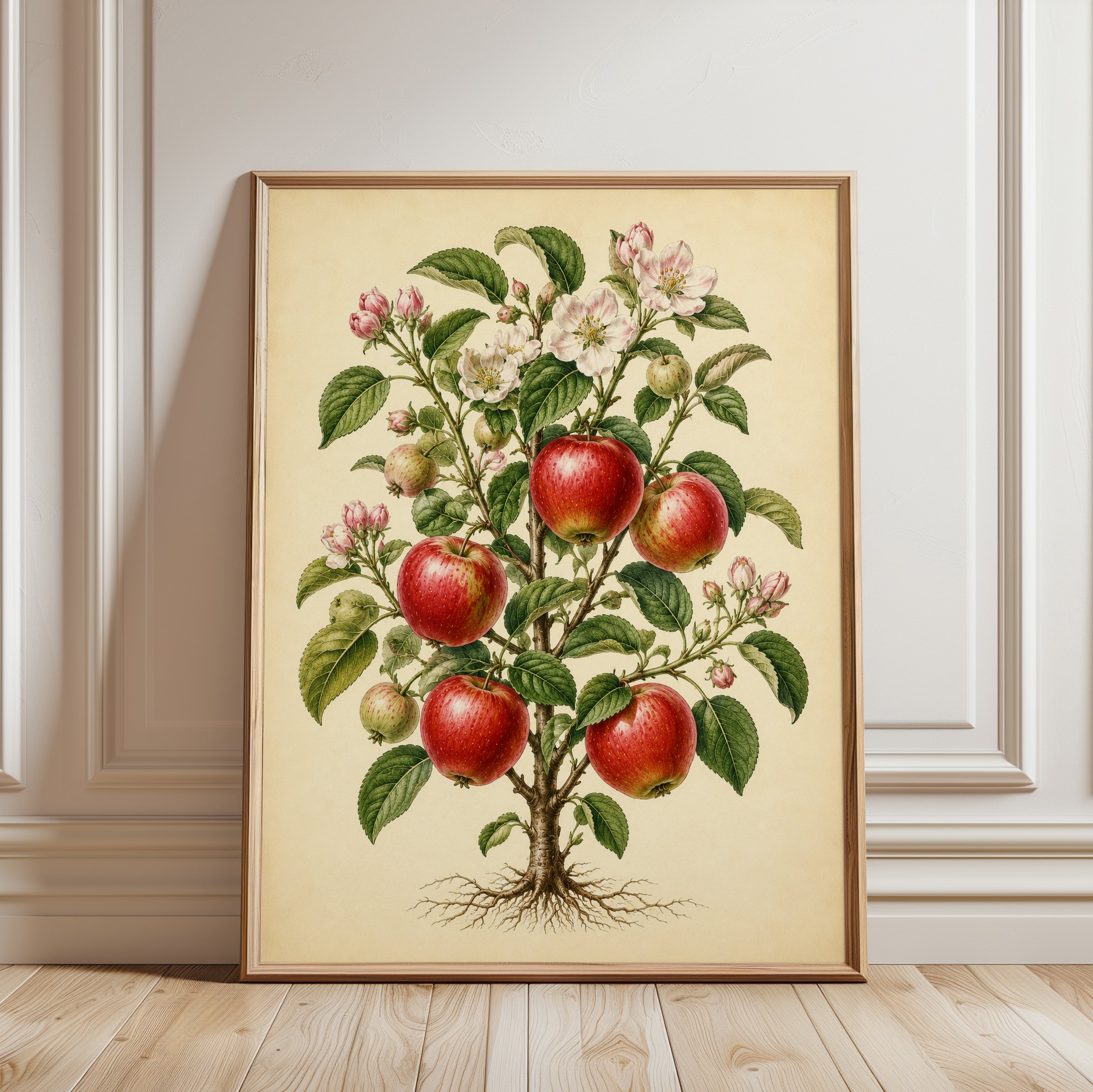 Apple Tree Botanical Print: Vintage Scientific Illustration - framed detail