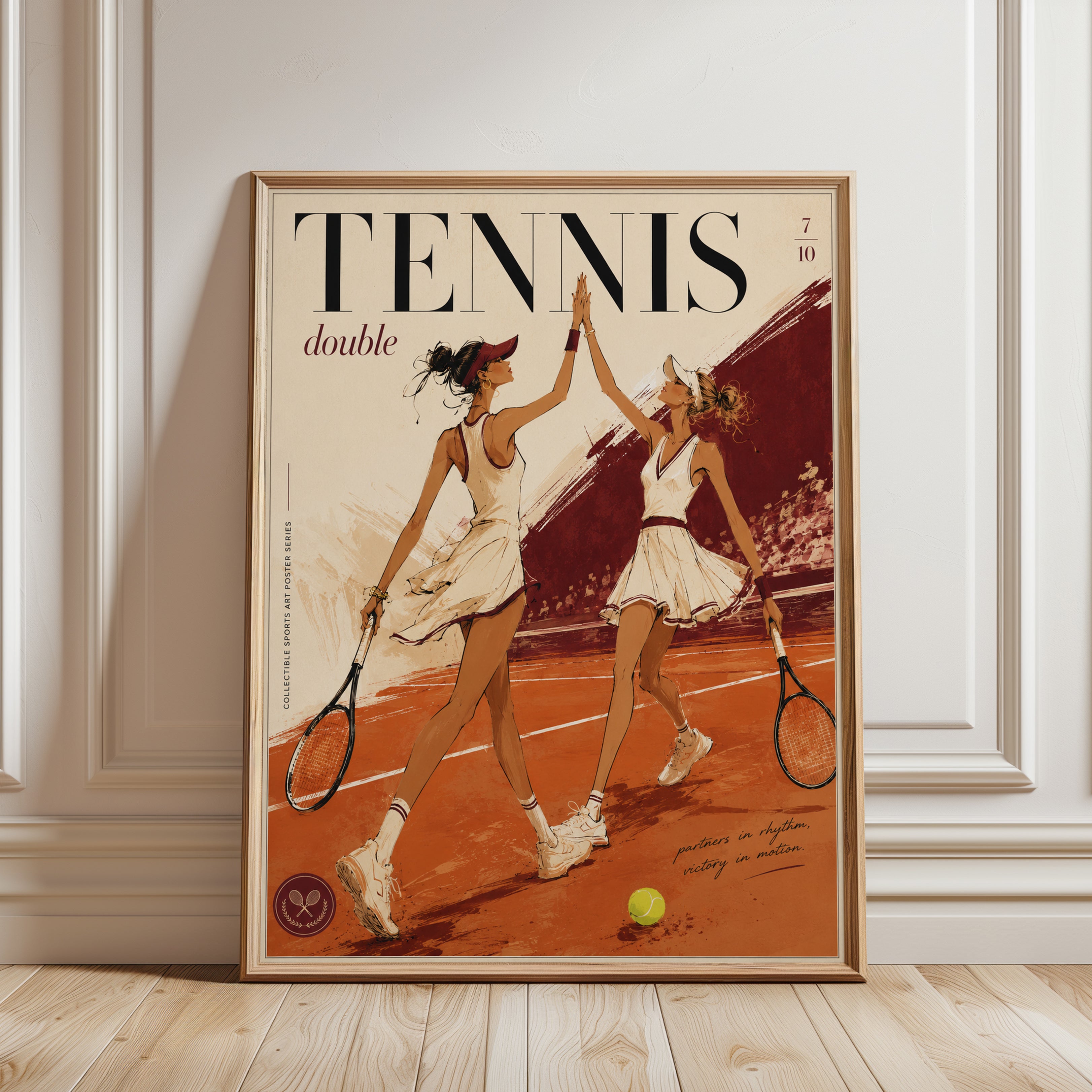 Tennis Wall Art: Vintage Women's Doubles - framed detail