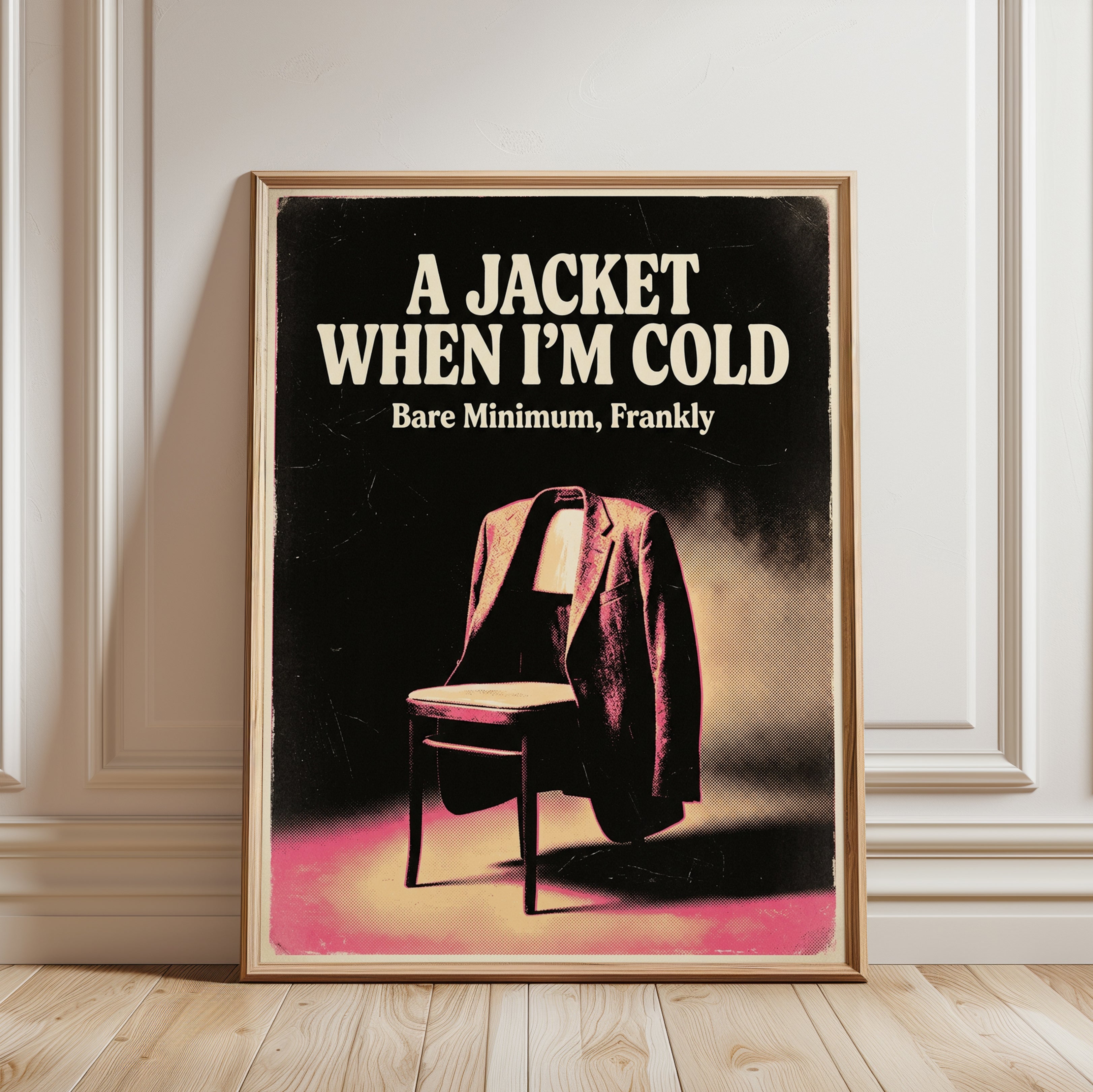 Retro Jacket Chair Art Print: Pop Art Typography Poster - framed detail