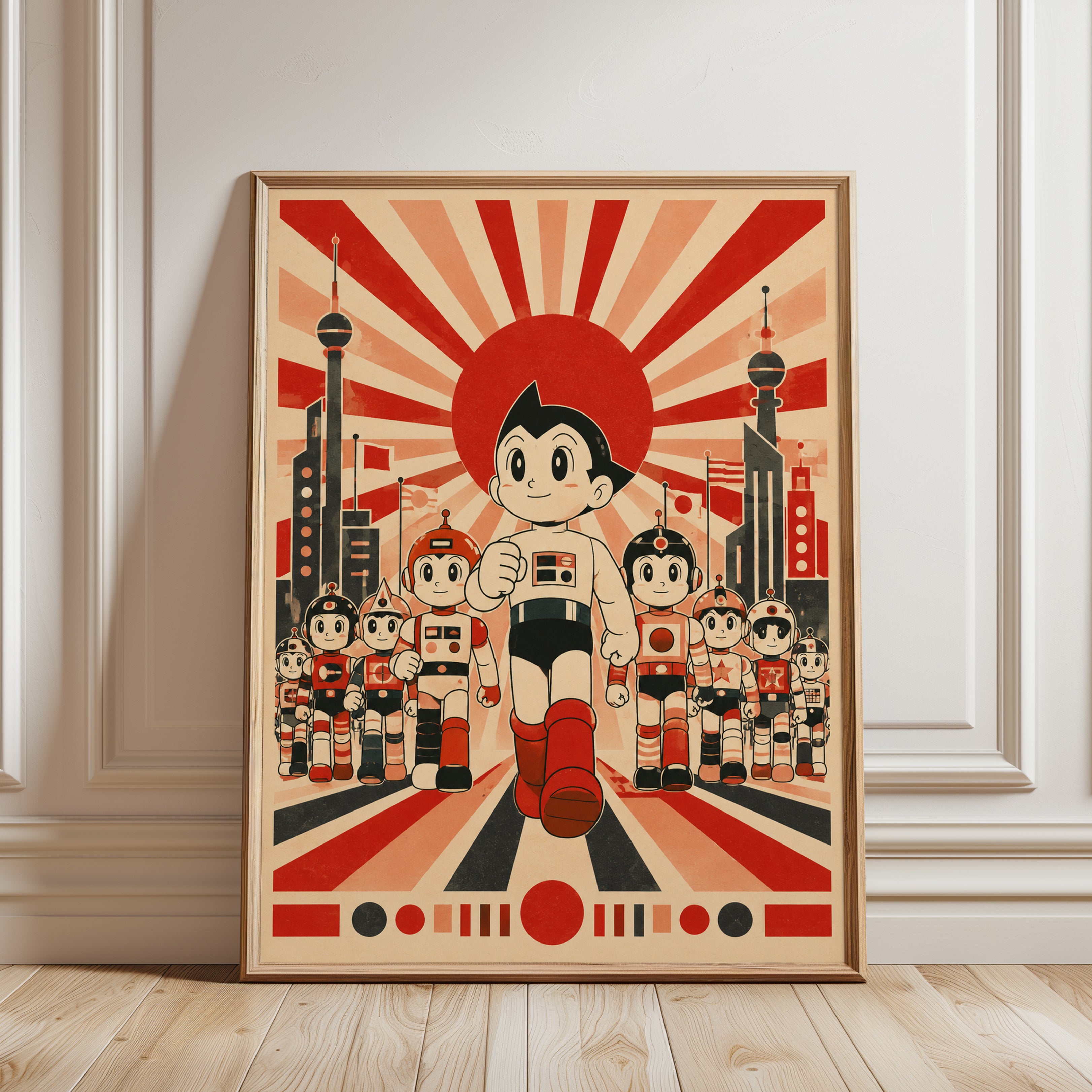 Retro Robot Poster – Vintage Sci Fi Wall Art - framed detail