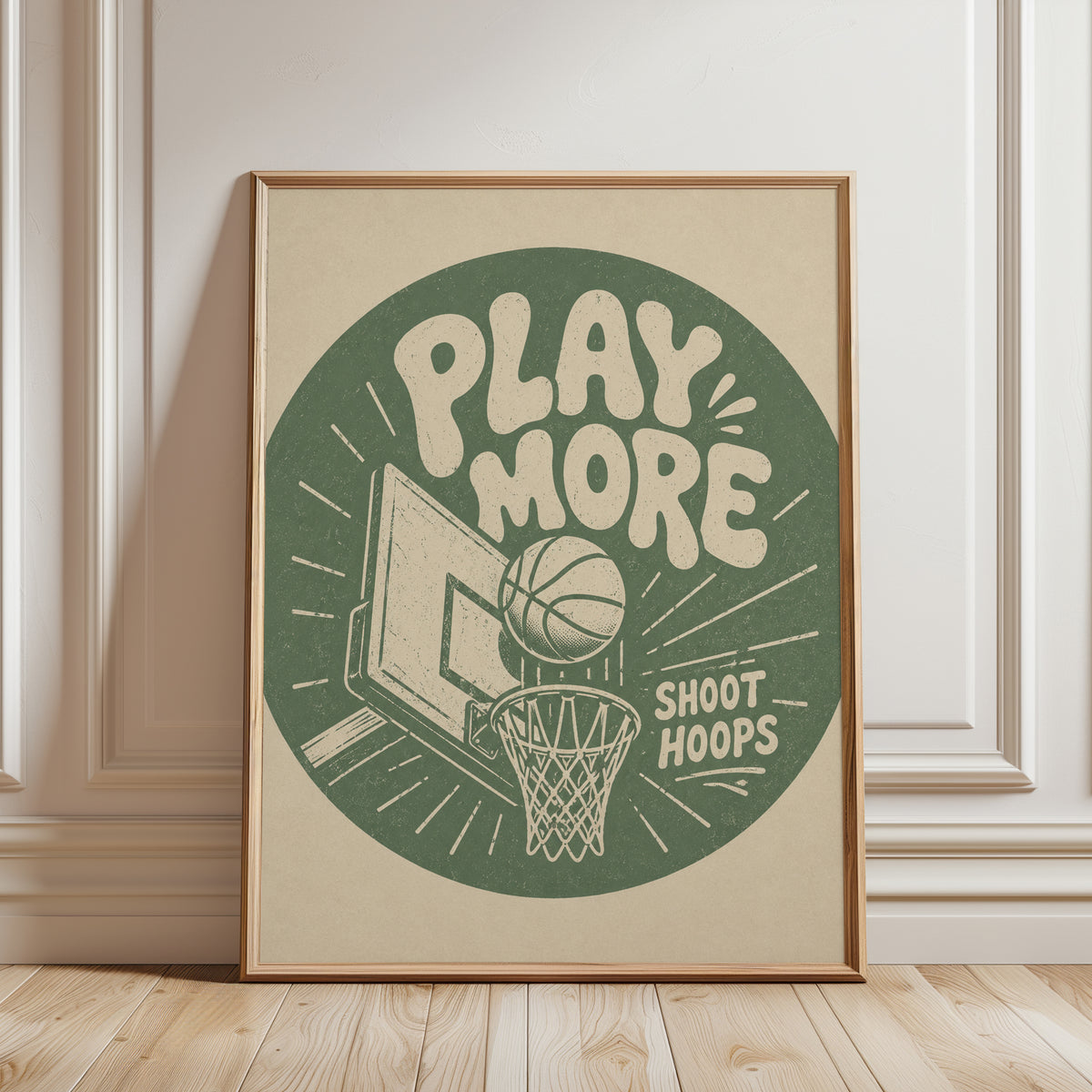 Vintage Basketball Poster - framed detail