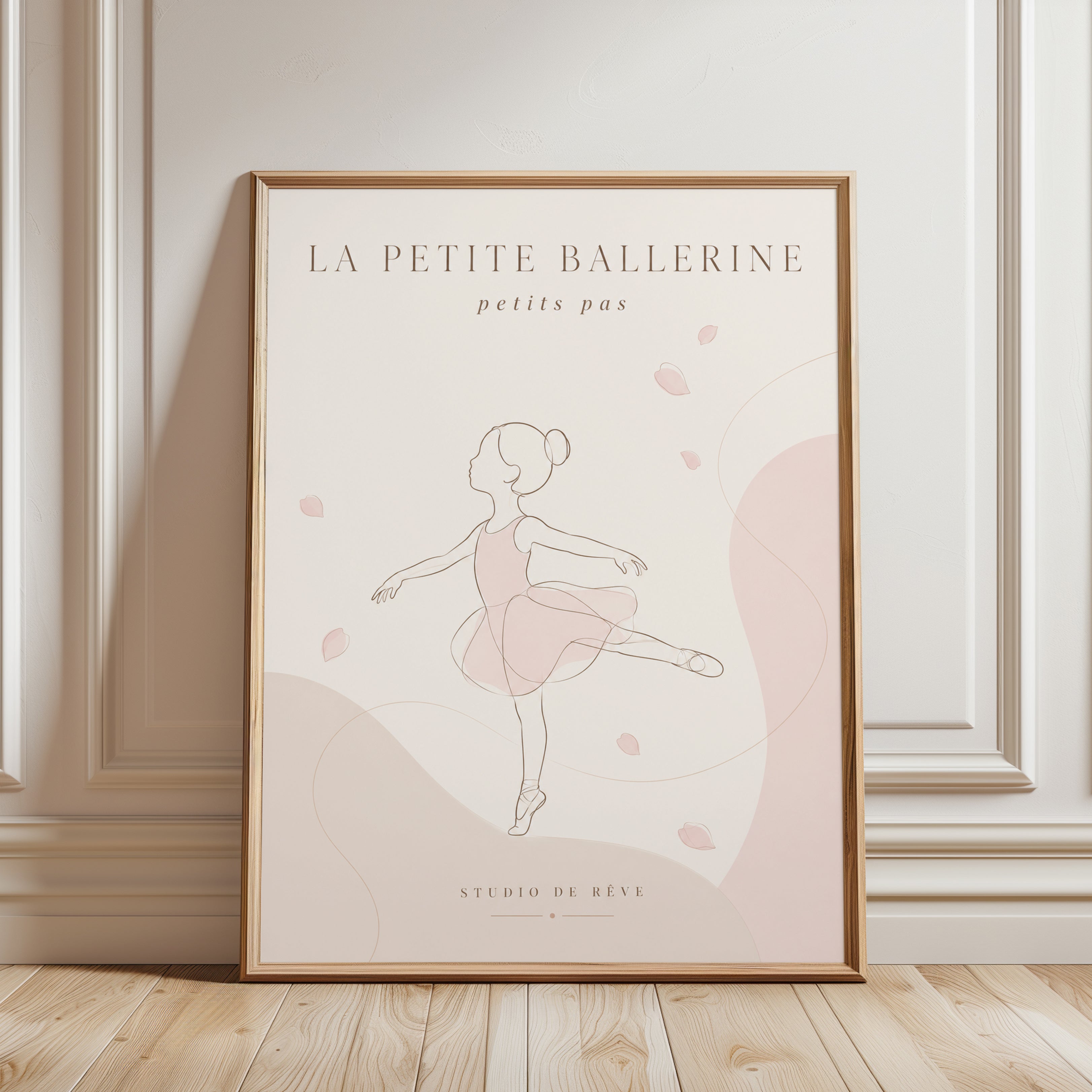 Ballerina Nursery Print – Ballet Girl Wall Art - framed detail