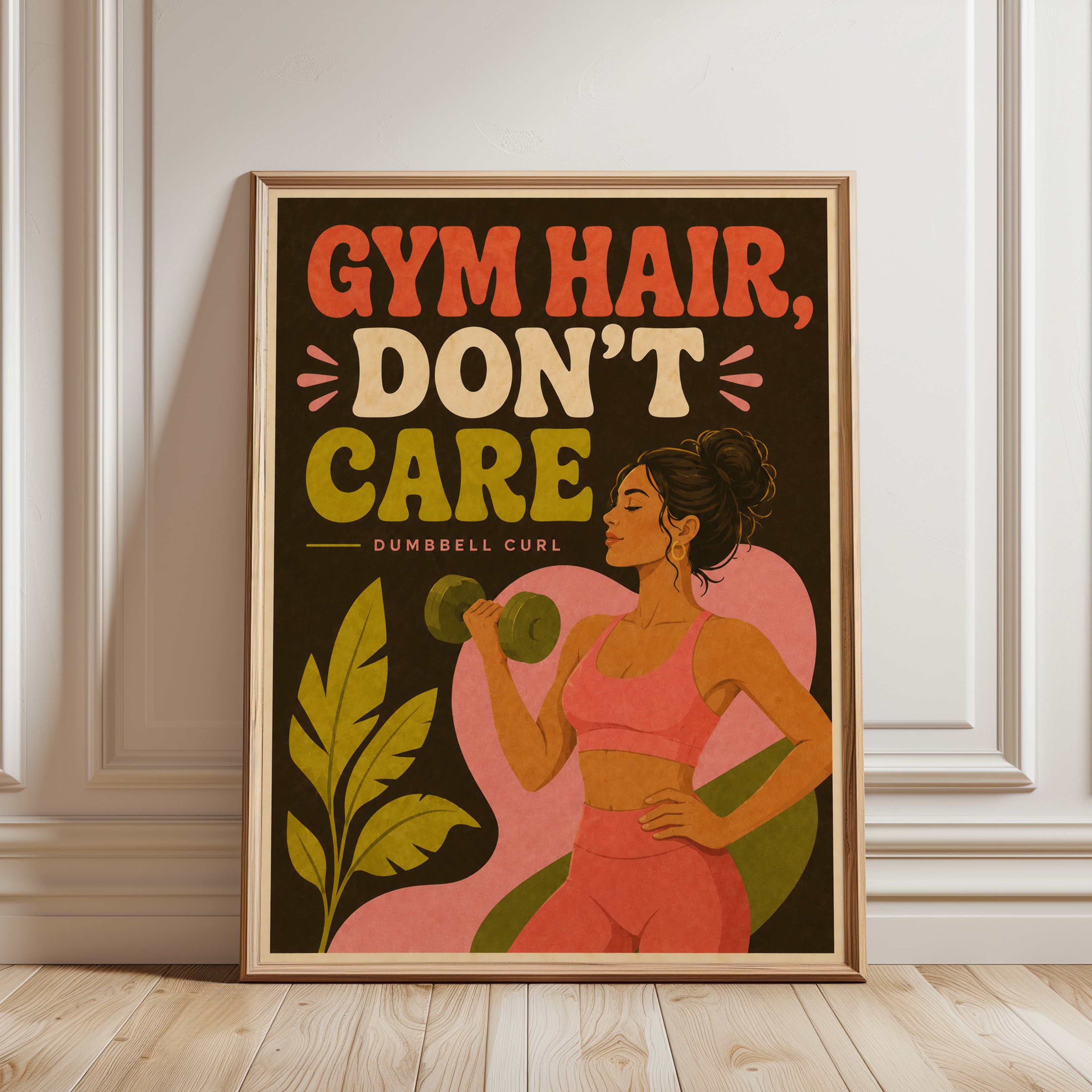 Fitness Wall Art: Retro Gym Poster - framed detail