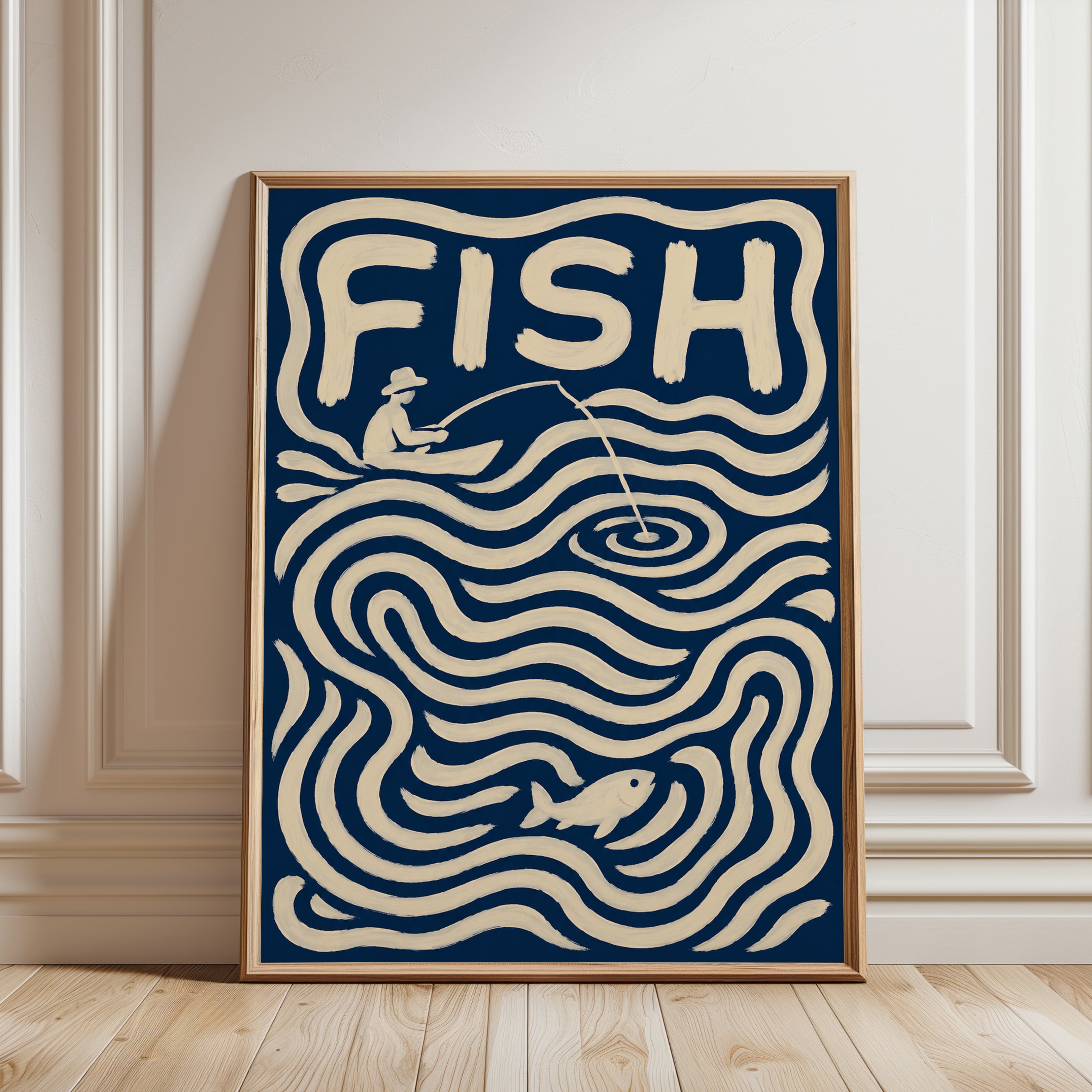 Fishing Wall Art – Nautical Print - framed detail
