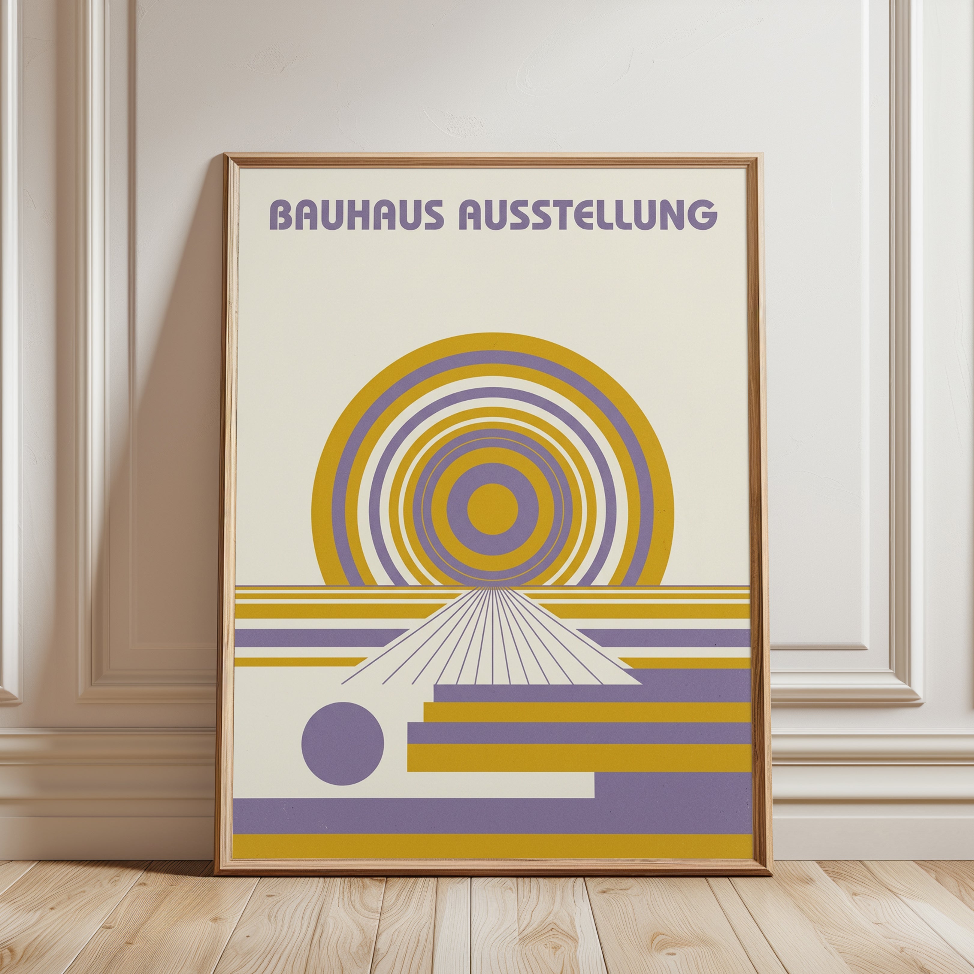 Bauhaus Art Poster: Mid-Century Geometric Design - framed detail