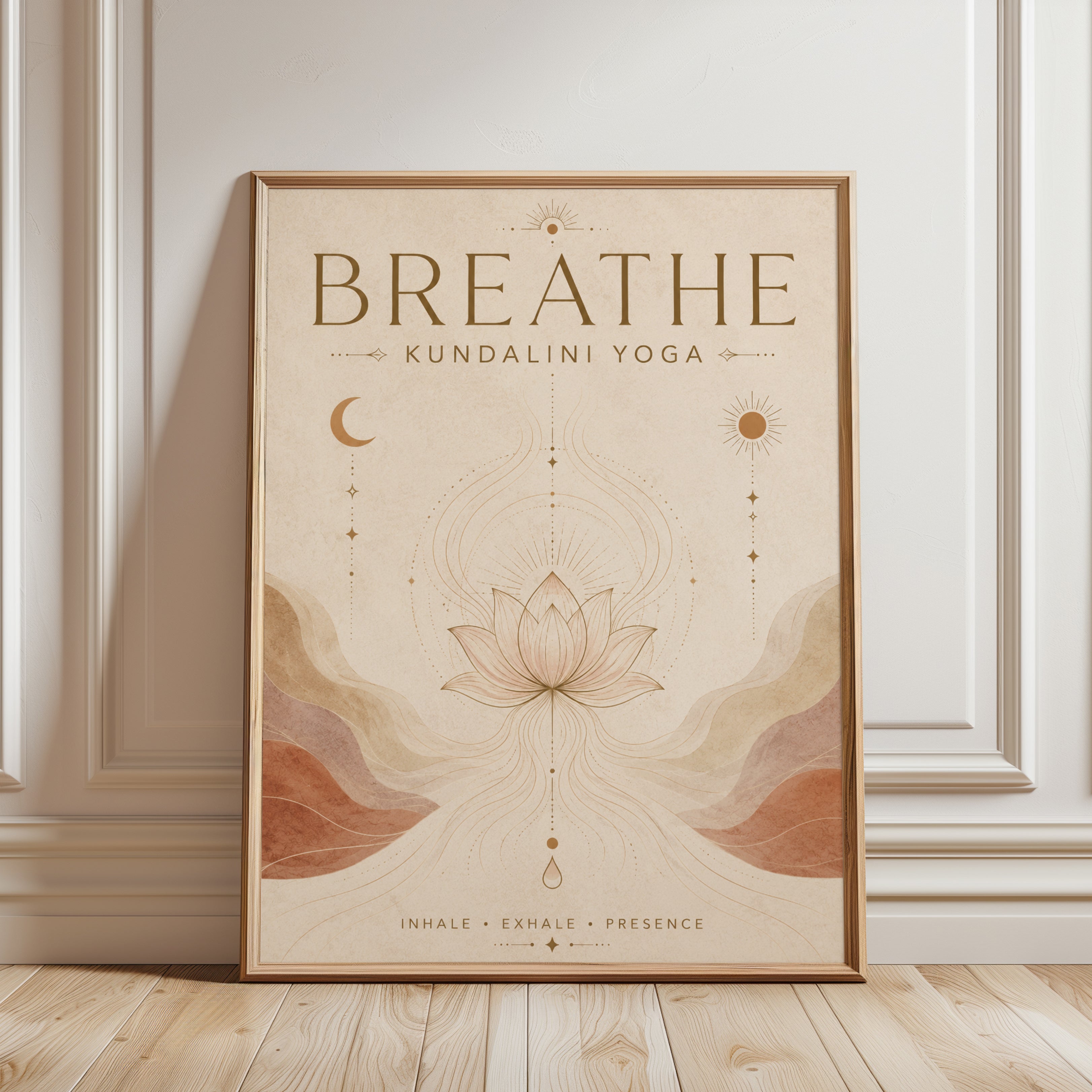 Boho Spiritual Yoga Print – Lotus Flower - framed detail